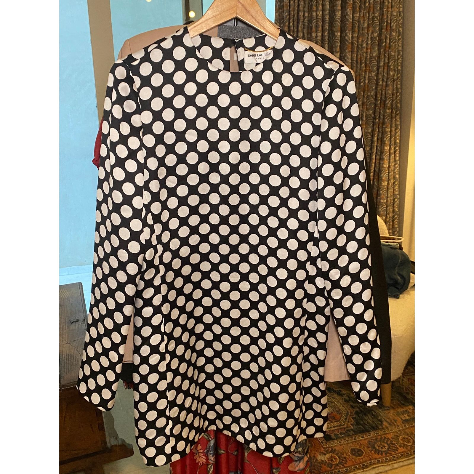 Yves Saint Laurent Yves Saint Laurent Black Polka Dot Long Sleeve Dress 40 US 8 Size M / US 6-8 / IT 42-44 - 7 Thumbnail