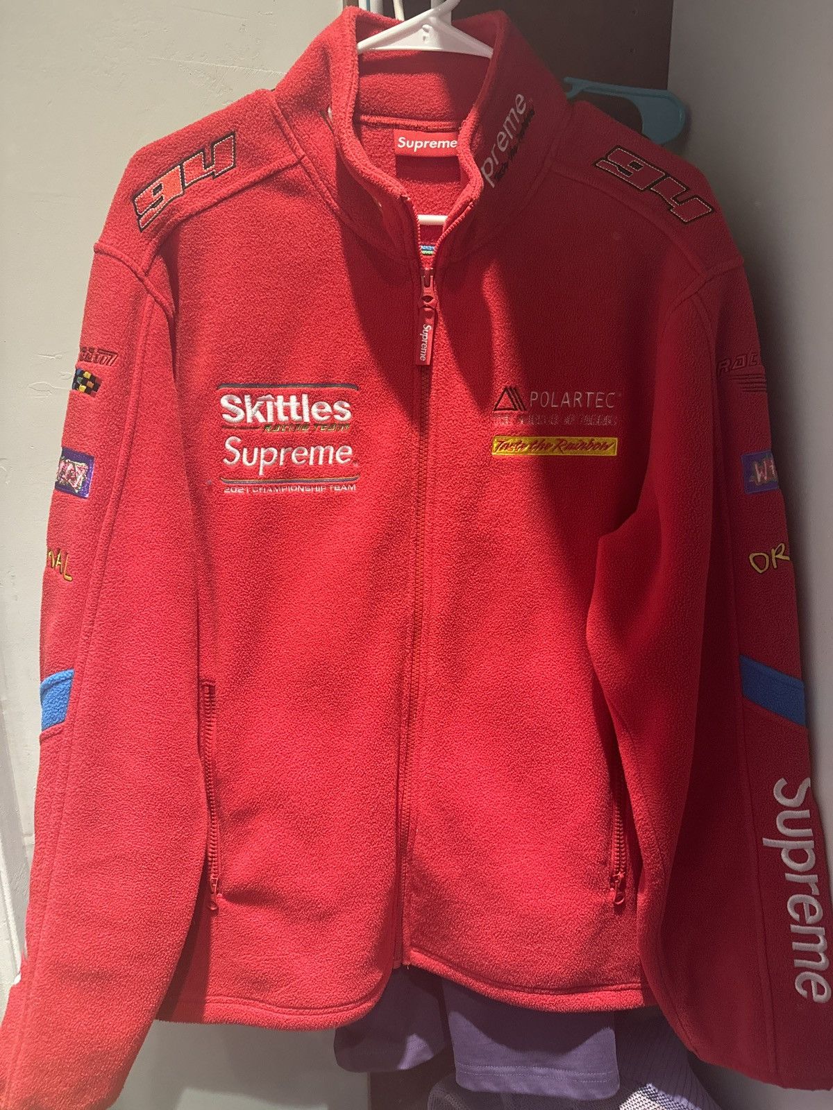 image of Supreme/skittles/polartec Jacket in Red, Men's (Size Large)