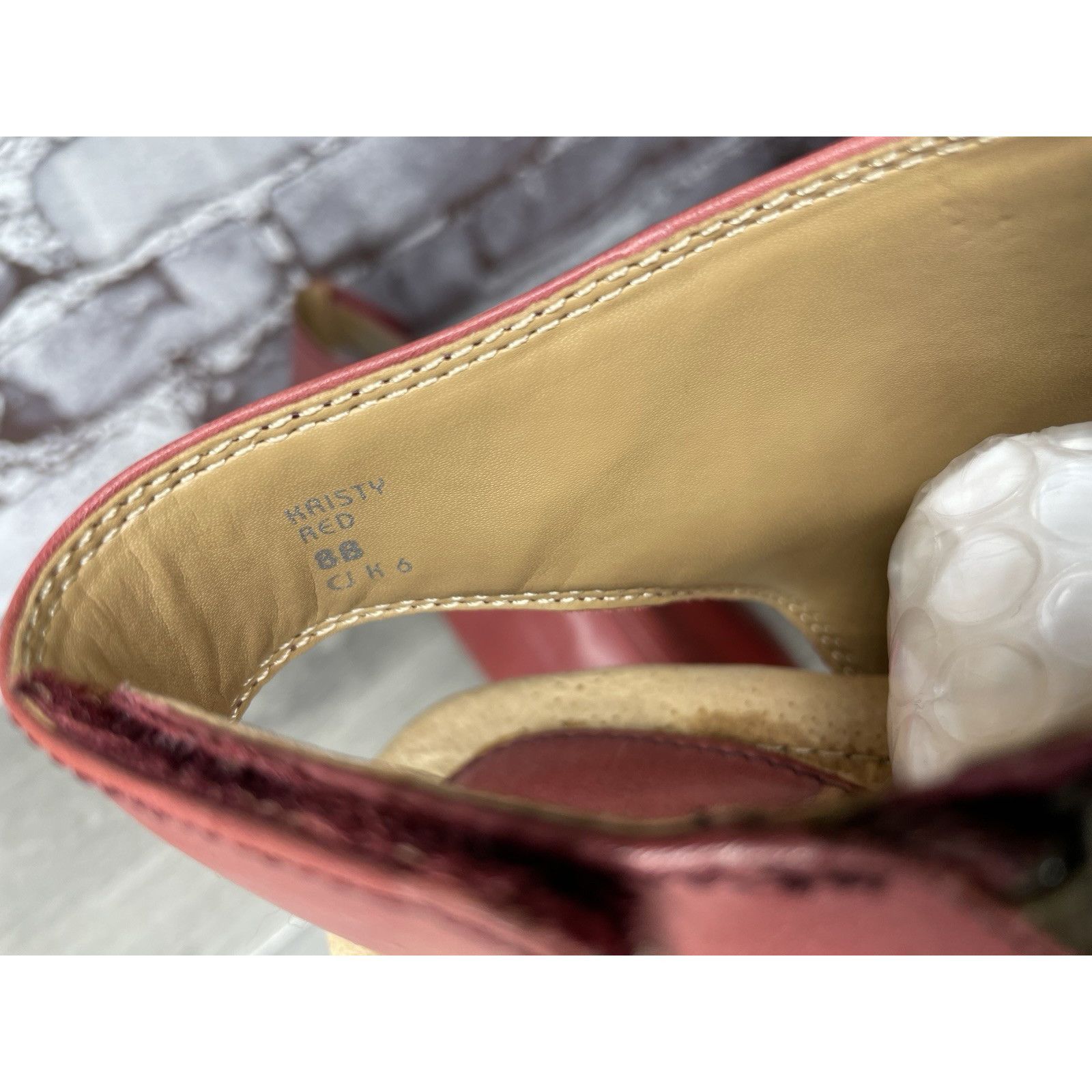 Other Earth Kristy Zip Up Peep Toe Red Leather Slingback Booties S Size US 8.5 / IT 38.5 - 2 Thumbnail