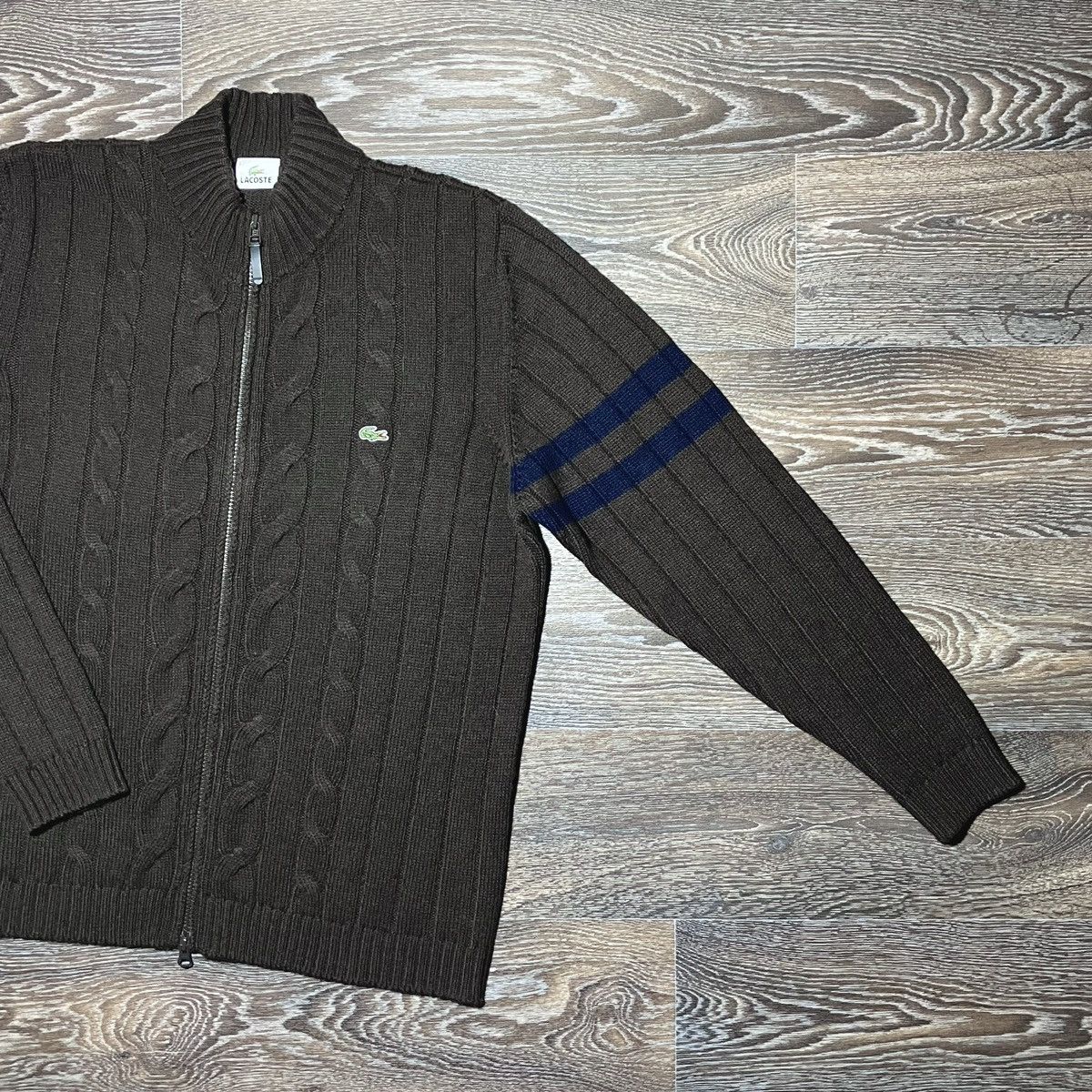 Lacoste Vintage LACOSTE Wool Cable Knit Doubleside Full Zip Sweater Size US L / EU 52-54 / 3 - 2 Thumbnail