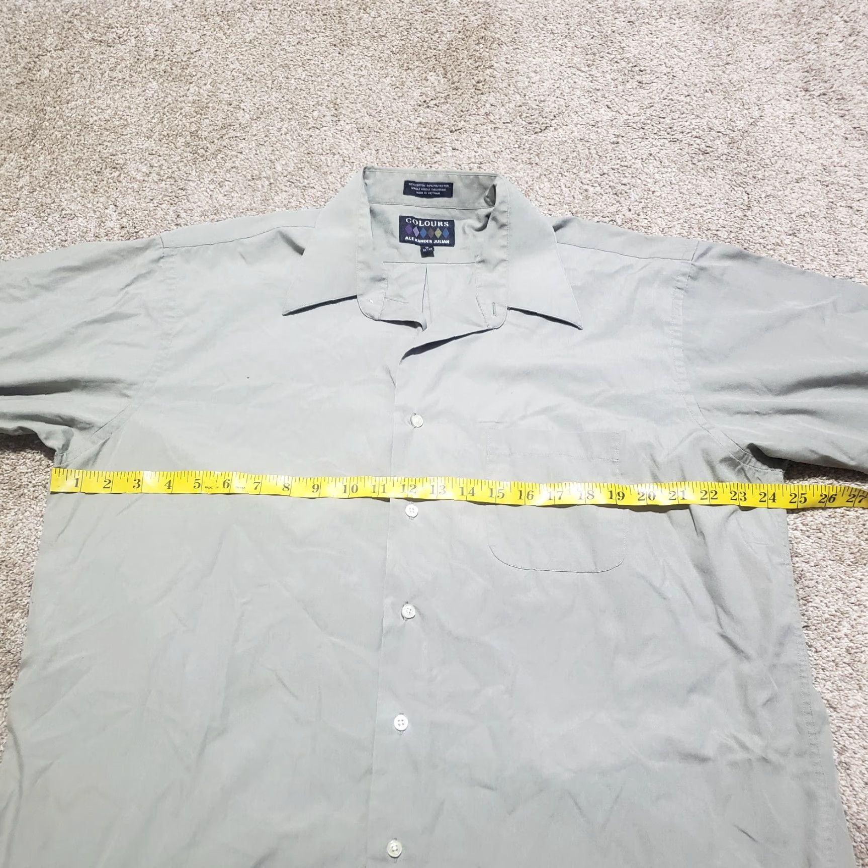 Alexander Julian Colours by Alexander Julian Shirt Mens XL Gray Solid Button Up 17 Colorful Button-Up Long Sleeve Cotton Dress Shirt Size US XL / EU 56 / 4 - 4 Thumbnail