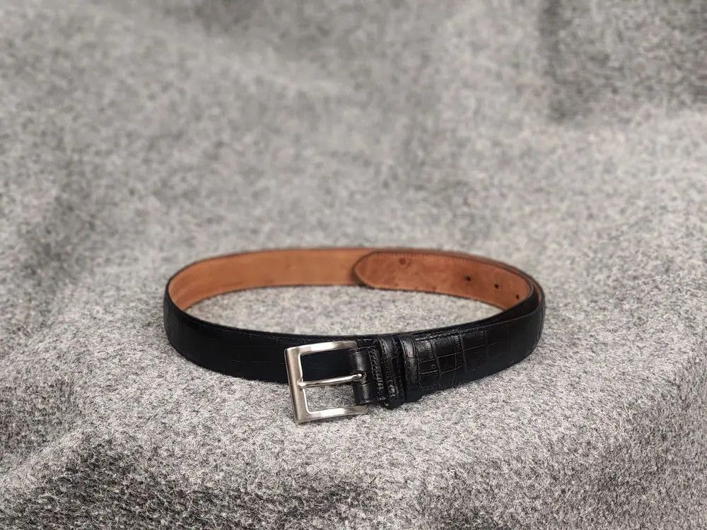 Boggi Boggi Milano Italy Design crocodile embossed leather belt Size ONE SIZE - 1 Thumbnail