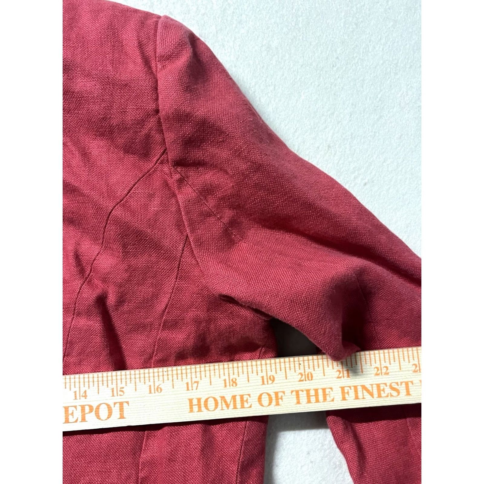 Ralph Lauren Lauren Ralph Lauren Blazer Women 14 Red 100% Linen Short Jacket Coat Solid Woven Classic Preppy Regular Country China Size XL / US 12-14 / IT 48-50 - 3 Thumbnail