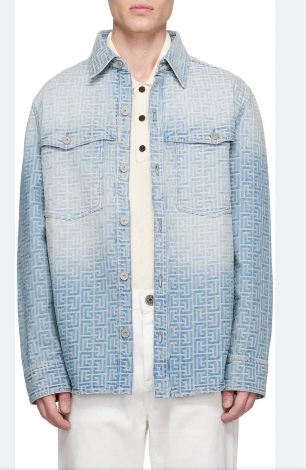 Balmain Balmain Monogram Denim Shirt Jacket Size US S / EU 44-46 / 1 - 1 Thumbnail