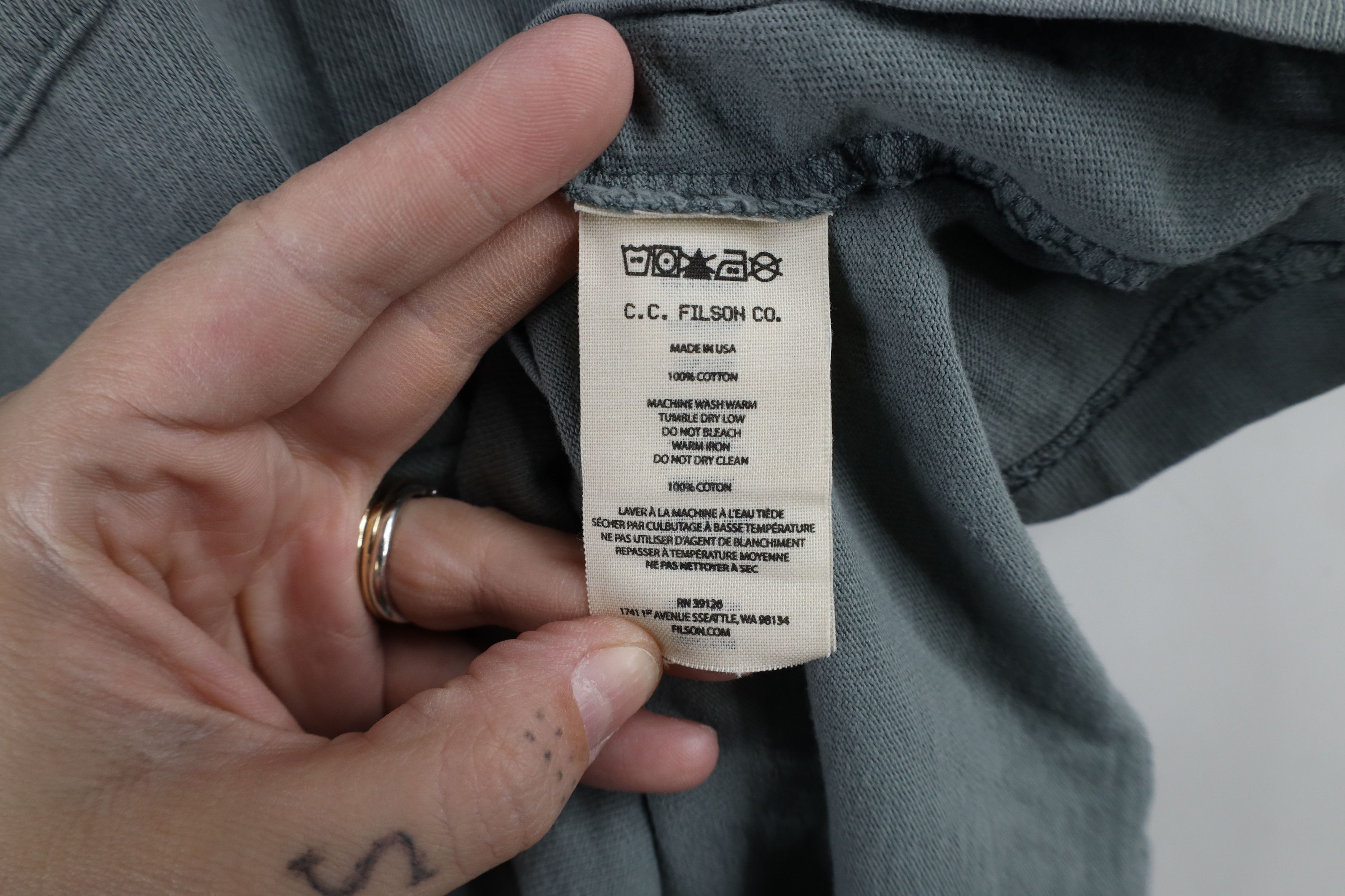 Filson × Vintage CC Filson Blank Outfitter One Pocket T-Shirt USA Sage Gray Size US S / EU 44-46 / 1 - 9 Thumbnail