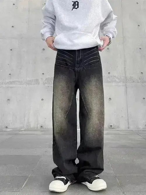 Japanese Brand VIBE Street hiphop retro grunge topstitch wide leg jeans Size US 32 / EU 48 - 7 Thumbnail
