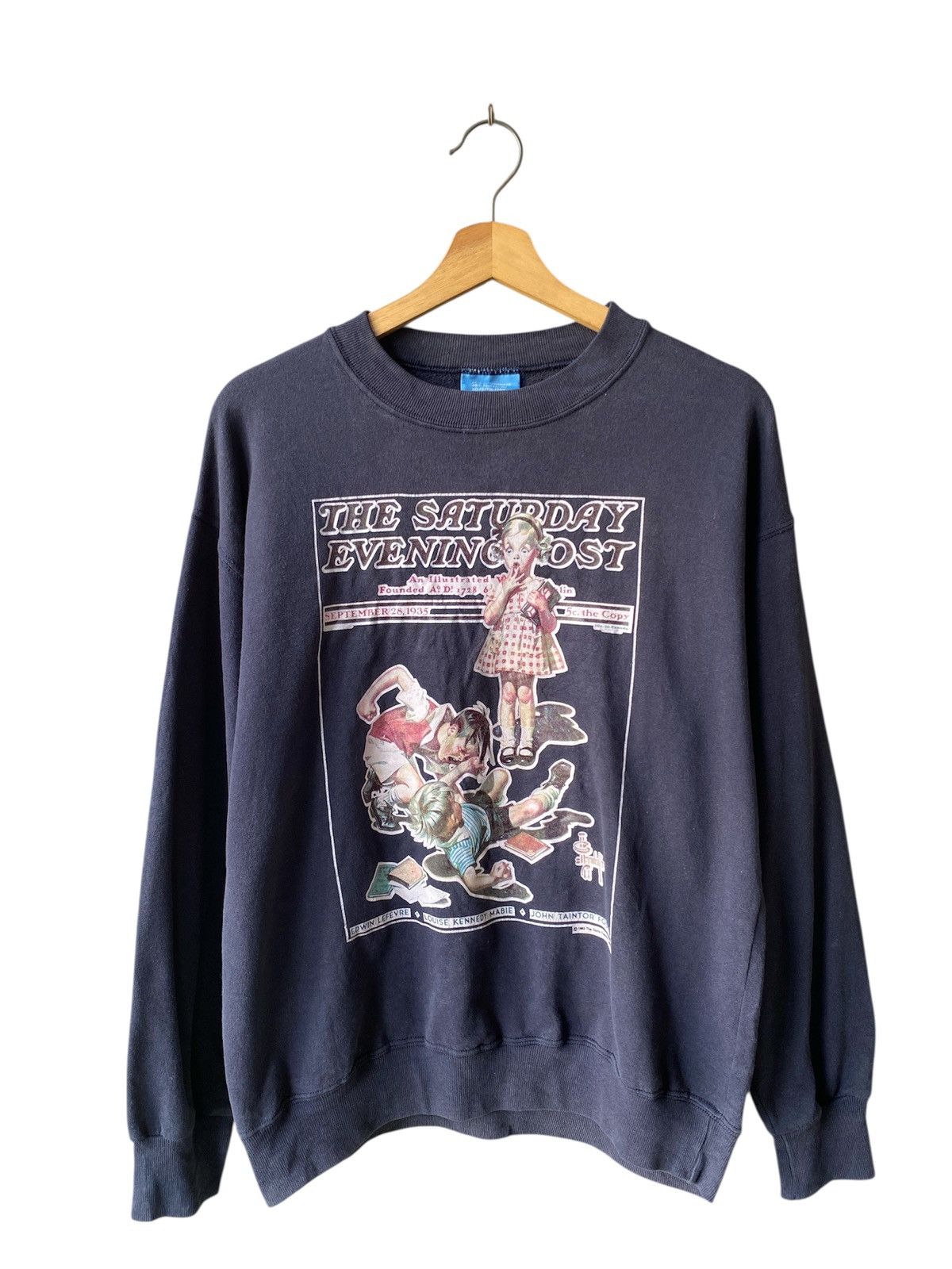 Vintage Vintage 90’s The Saturday Evening Post Blue Faded Sweatshirt Size US L / EU 52-54 / 3 - 1 Thumbnail
