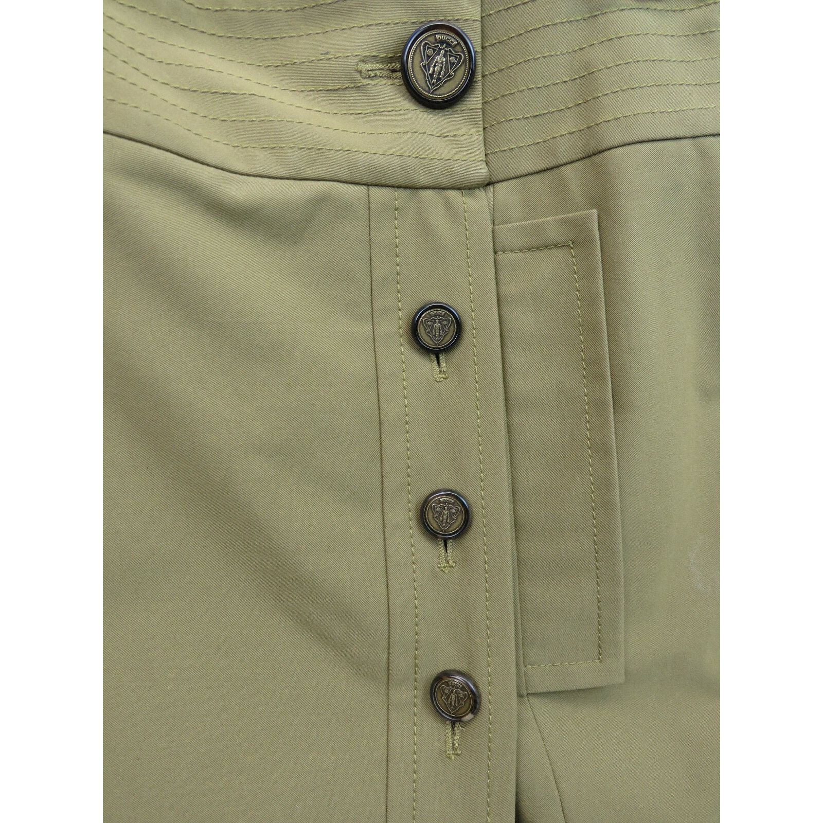 Gucci GUCCI 200269 DISTRESS BROWN COTTON LOGO BUTTON SKIRT 44 $695 Size 30" / US 8 / IT 44 - 7 Thumbnail