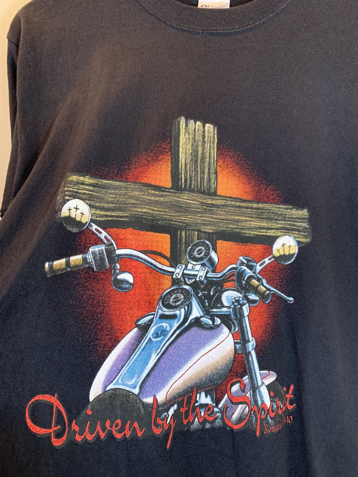 Vintage *RARE* Vintage Driven By Spirit Jesus Christian Biker Shirt Size US M / EU 48-50 / 2 - 2 Thumbnail