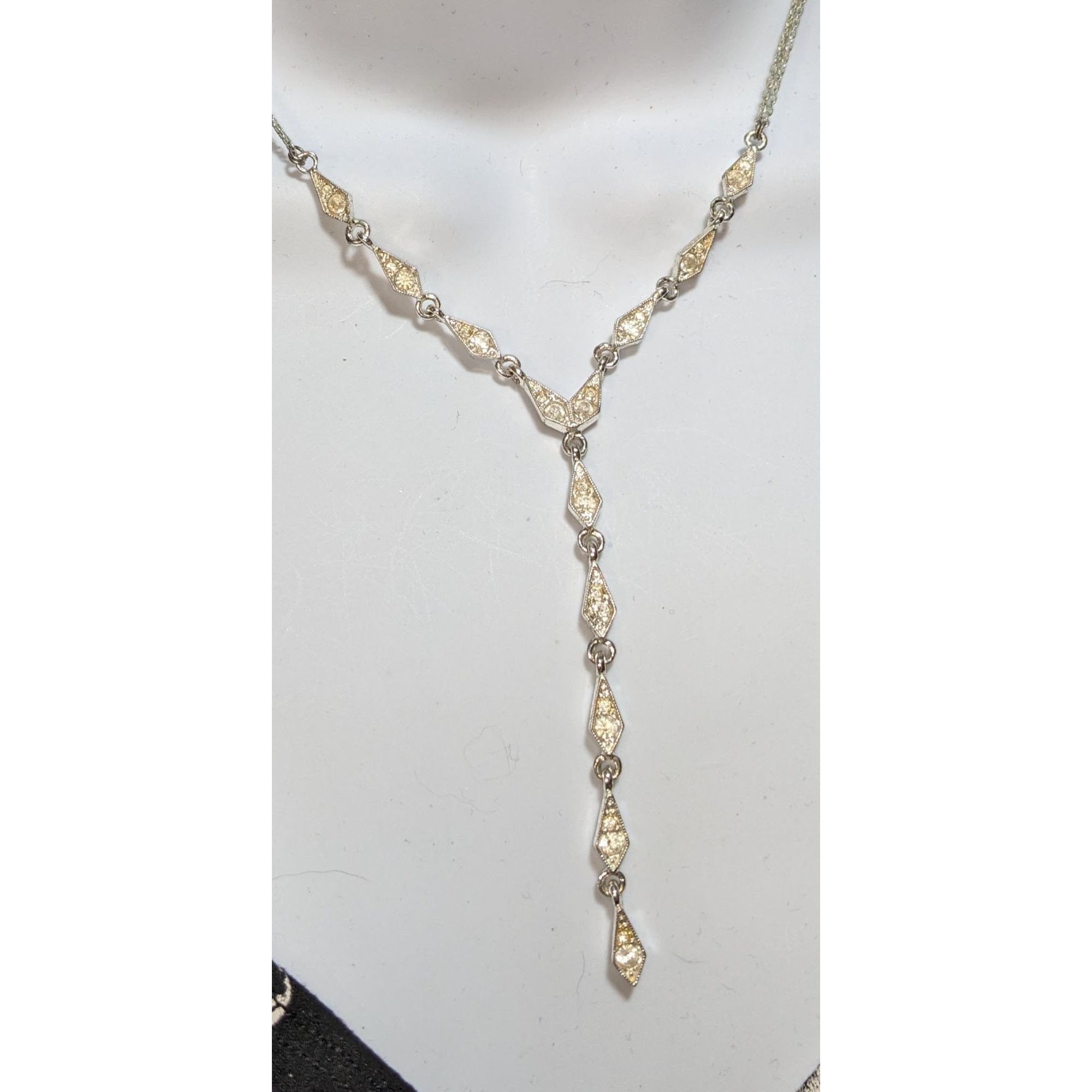 Other Vintage Napier Y Drop Bridal Necklace With Rhinestone Accent Size ONE SIZE - 1 Thumbnail