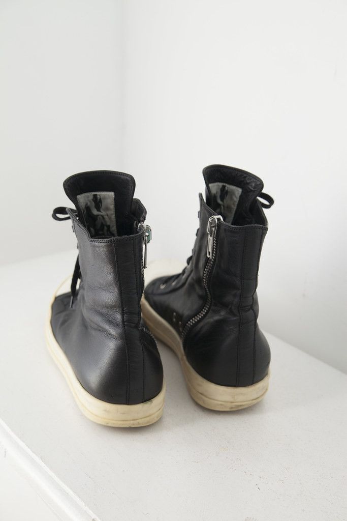 Rick Owens AW17 black leather Ramones sneakers Size US 10 / EU 43 - 3 Thumbnail