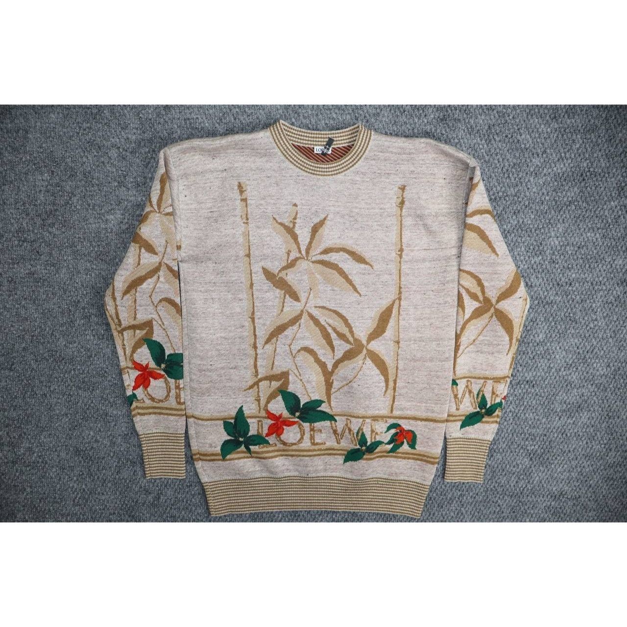 Loewe Loewe Men’s Linen Knit Floral Leaves Pullover Sweater Size US M / EU 48-50 / 2 - 1 Thumbnail