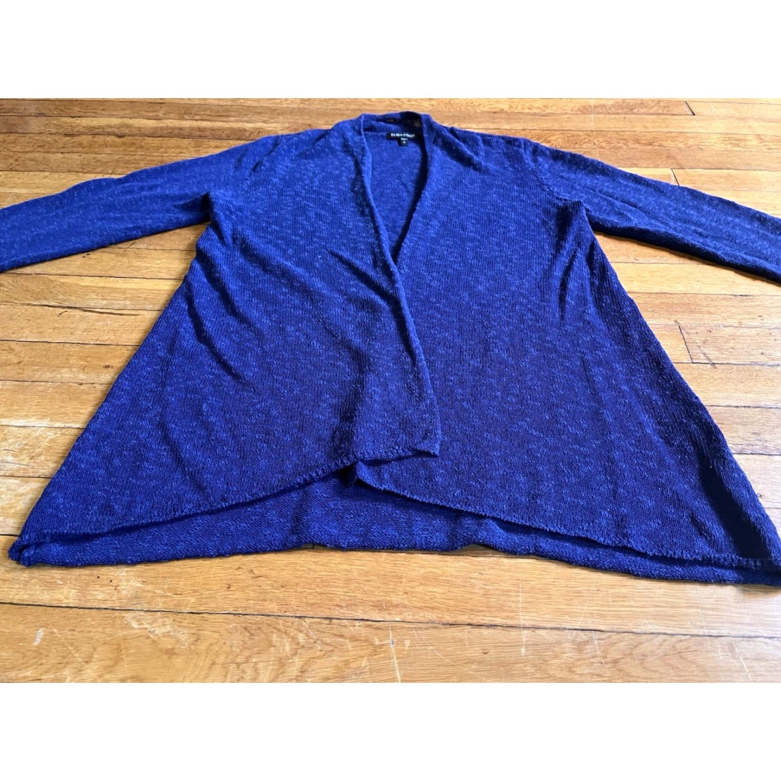 Eileen Fisher VINTAGE? No. Eileen Fisher Blue Cardigan Women’s M Linen Blend Open Knit V-Neck Casual Business Bohemian Outdoor - Mens? Ladies? Size M / US 6-8 / IT 42-44 - 2 Thumbnail