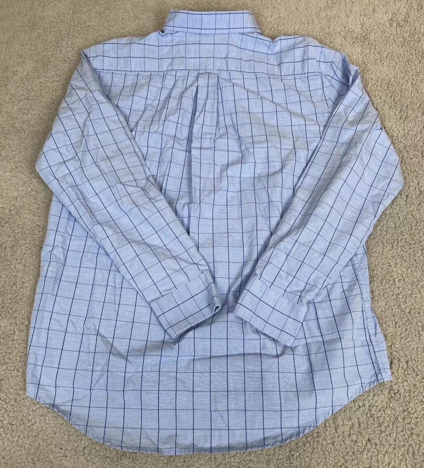 Izod Men's L Large Blue Long Sleeve 100% Cotton Casual Button Up Size 42R - 5 Thumbnail