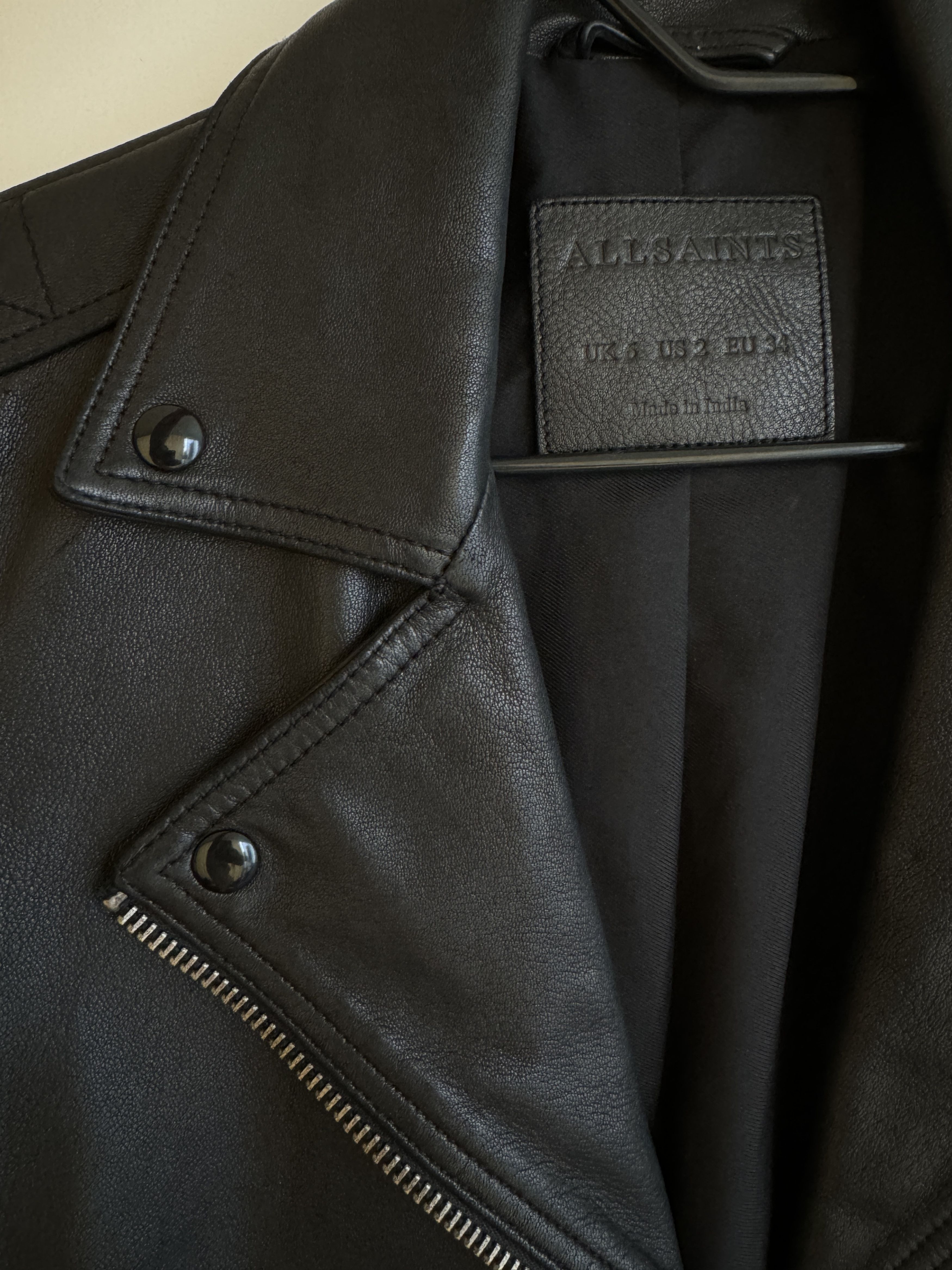 Allsaints Dalby Slim Fit Leather Biker Jacket Size S / US 4 / IT 40 - 6 Thumbnail