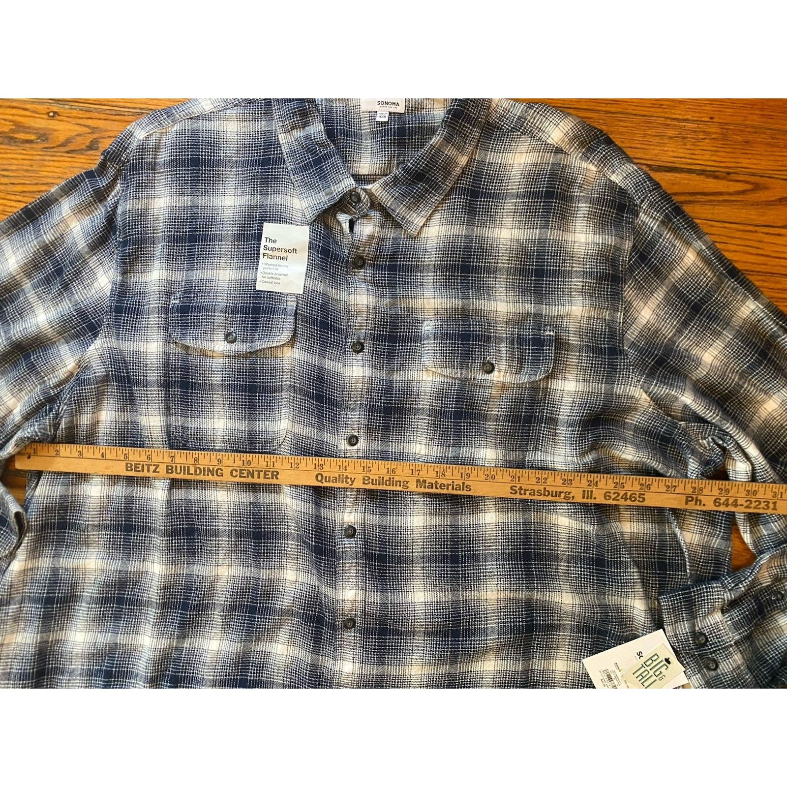 Sonoma NWT Sonoma Supersoft Flannel Button Up Shirt Men’s 4XB $40 Size US XXL / EU 58 / 5 - 5 Thumbnail