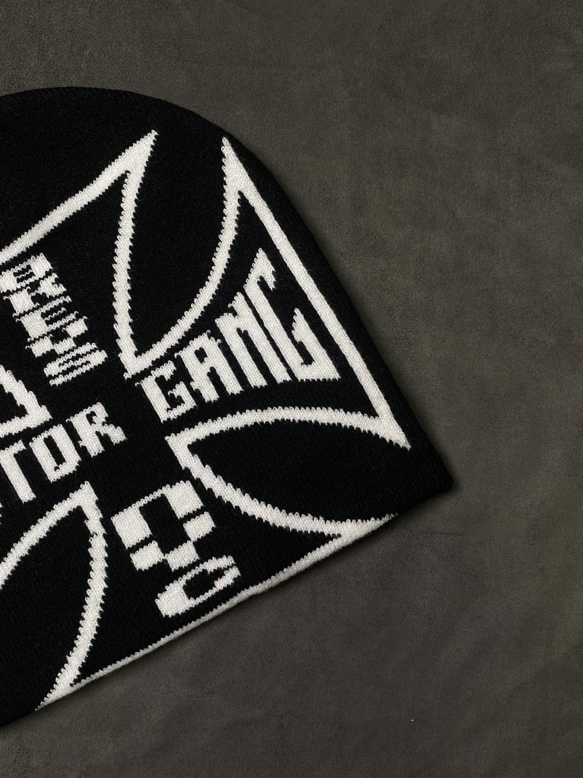 Japanese Brand District8ny 8keys Motorgang Skully No Cuff Knit Black Beanie Size ONE SIZE - 5 Thumbnail