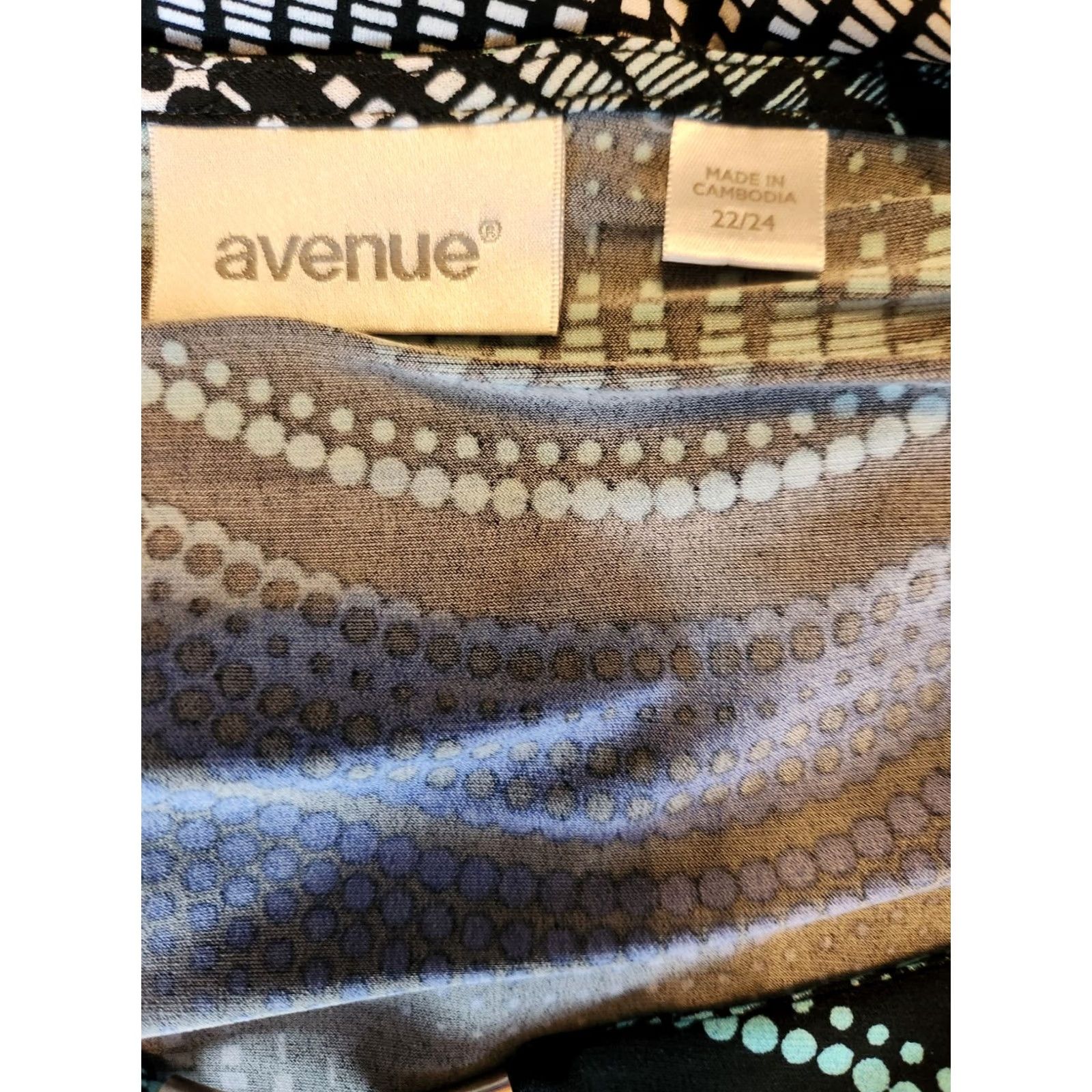 Avenue Avenue Blue White Aqua Wavy Abstract Keyhole Trim Tunic Top 2X Size XXL / US 16-18 / IT 52-54 - 6 Thumbnail