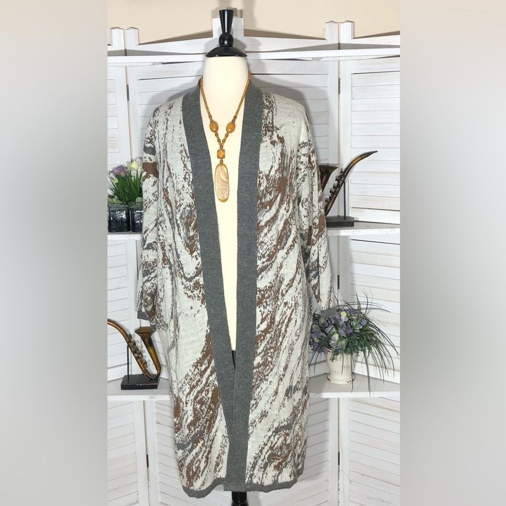 Vintage Vintage 90s full length cardigan Southwestern gray brown XL Size XL / US 12-14 / IT 48-50 - 1 Thumbnail