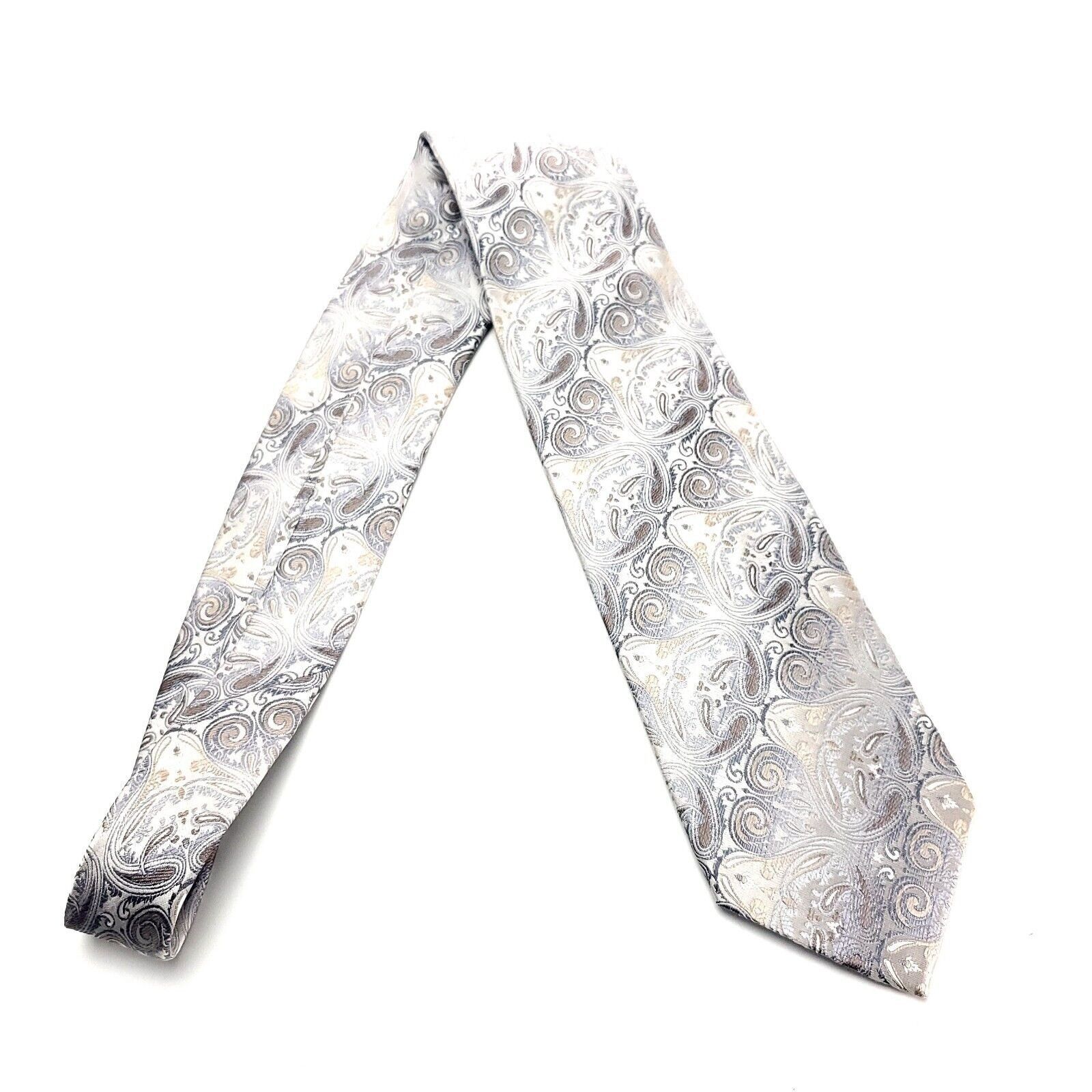 Van Heusen Van Heusen Silk Tie Woven Silver Brown Floral Size ONE SIZE - 6 Thumbnail