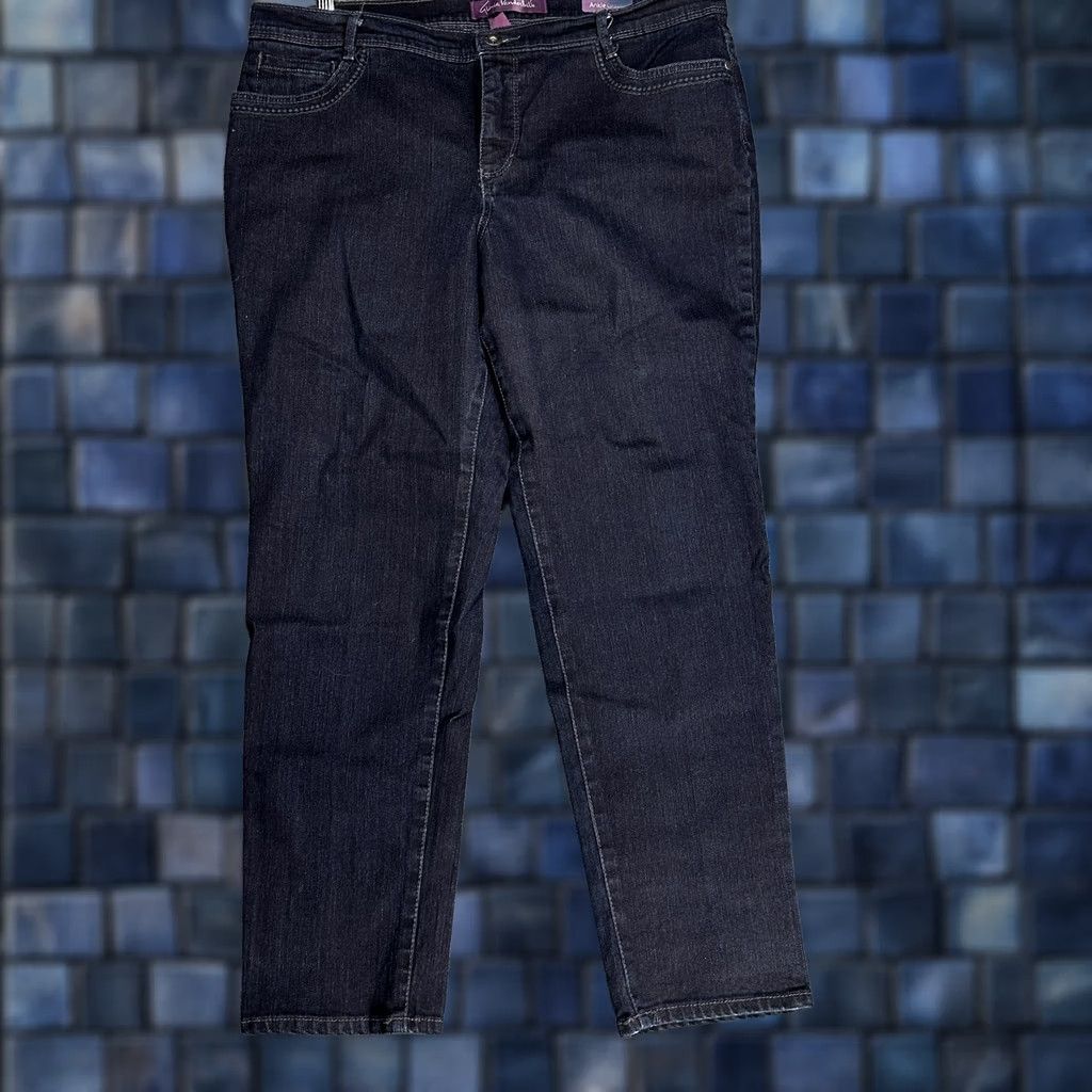 Gloria Vanderbilt Gloria Vanderbilt Jeans Women Denim Ankle Grazer 14 Dark Wash 5-Pocket Stretch Blue Regular Rise High Inseam 27 Vintage No Size 36" / US 14 / IT 50 - 1 Thumbnail