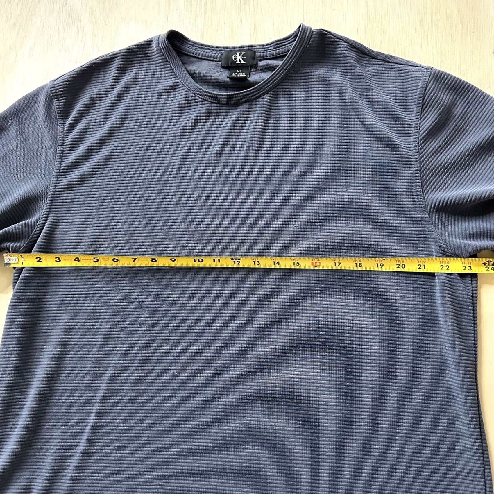 Calvin Klein Calvin Klein Shirt Mens XL Blue Textured Striped Modal Blend Casual Tee T-Shirt Size US XL / EU 56 / 4 - 6 Thumbnail