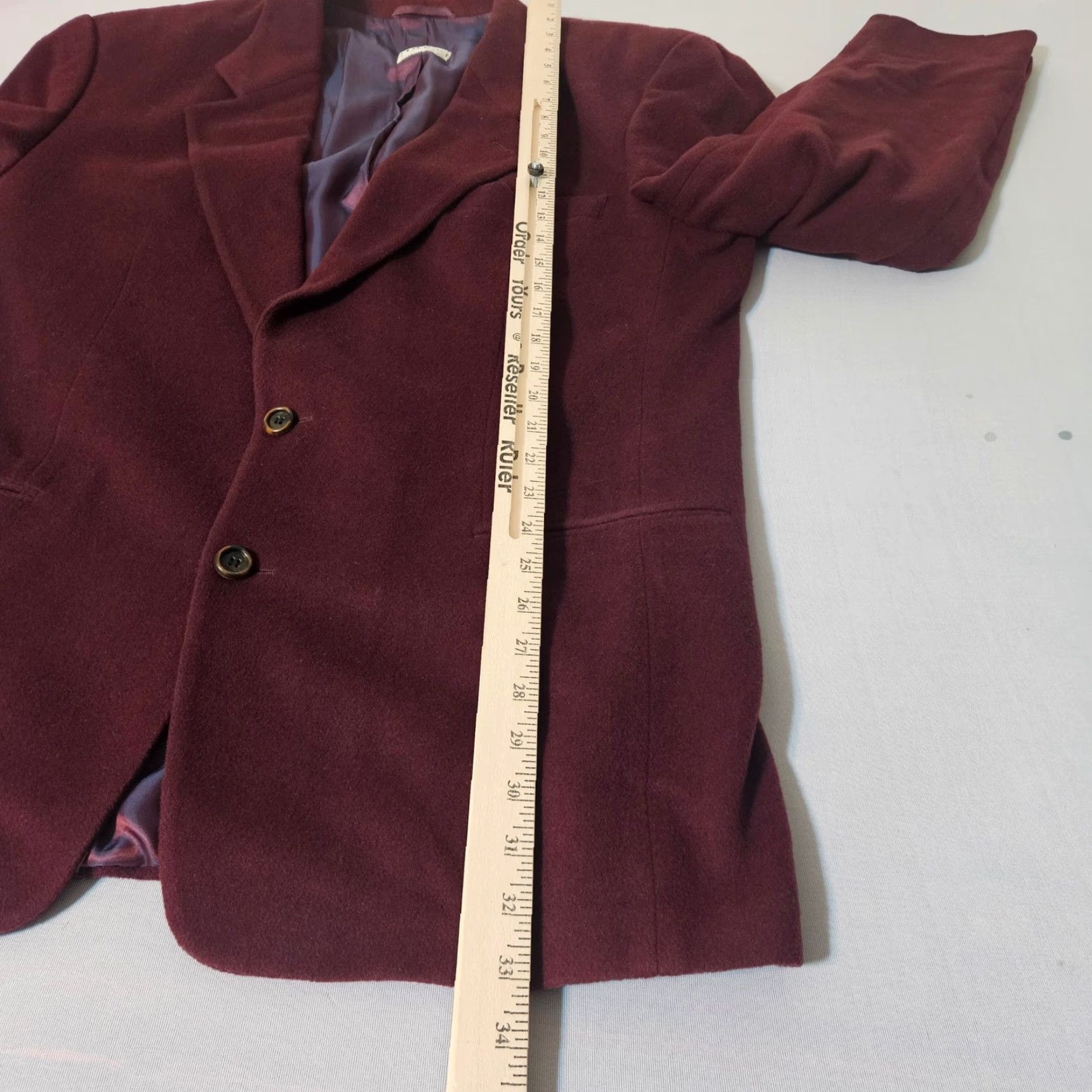 Hugo Boss VINTAGE Hugo Boss Blazer Mens 44R Burgundy Cashmere Wool Blend Two-Button Sport Coat Size 44R - 5 Thumbnail