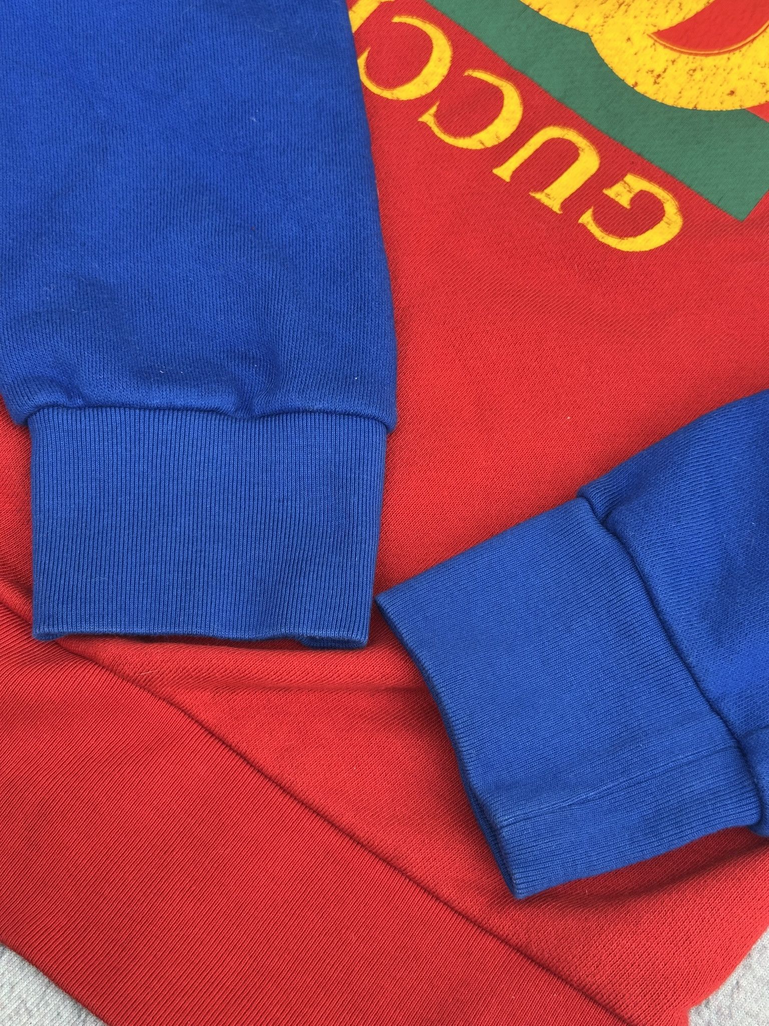 Gucci Gucci Sweatshirt Distressed Logo Print Red and Blue Crewneck Size US S / EU 44-46 / 1 - 10 Thumbnail