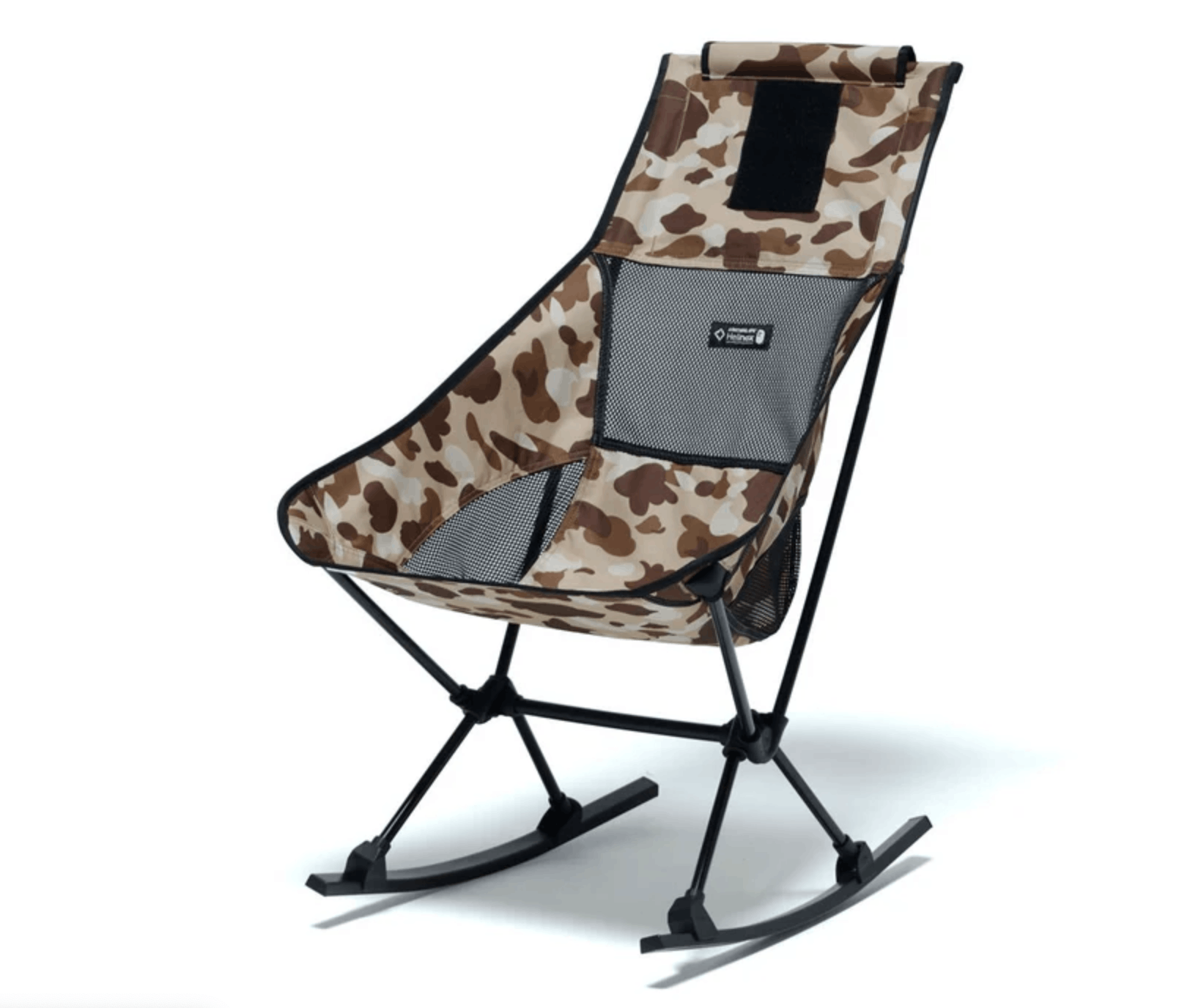 Pre-owned Bape Helinox Chair Two With Rocking Foot In Brown Camo In Sand