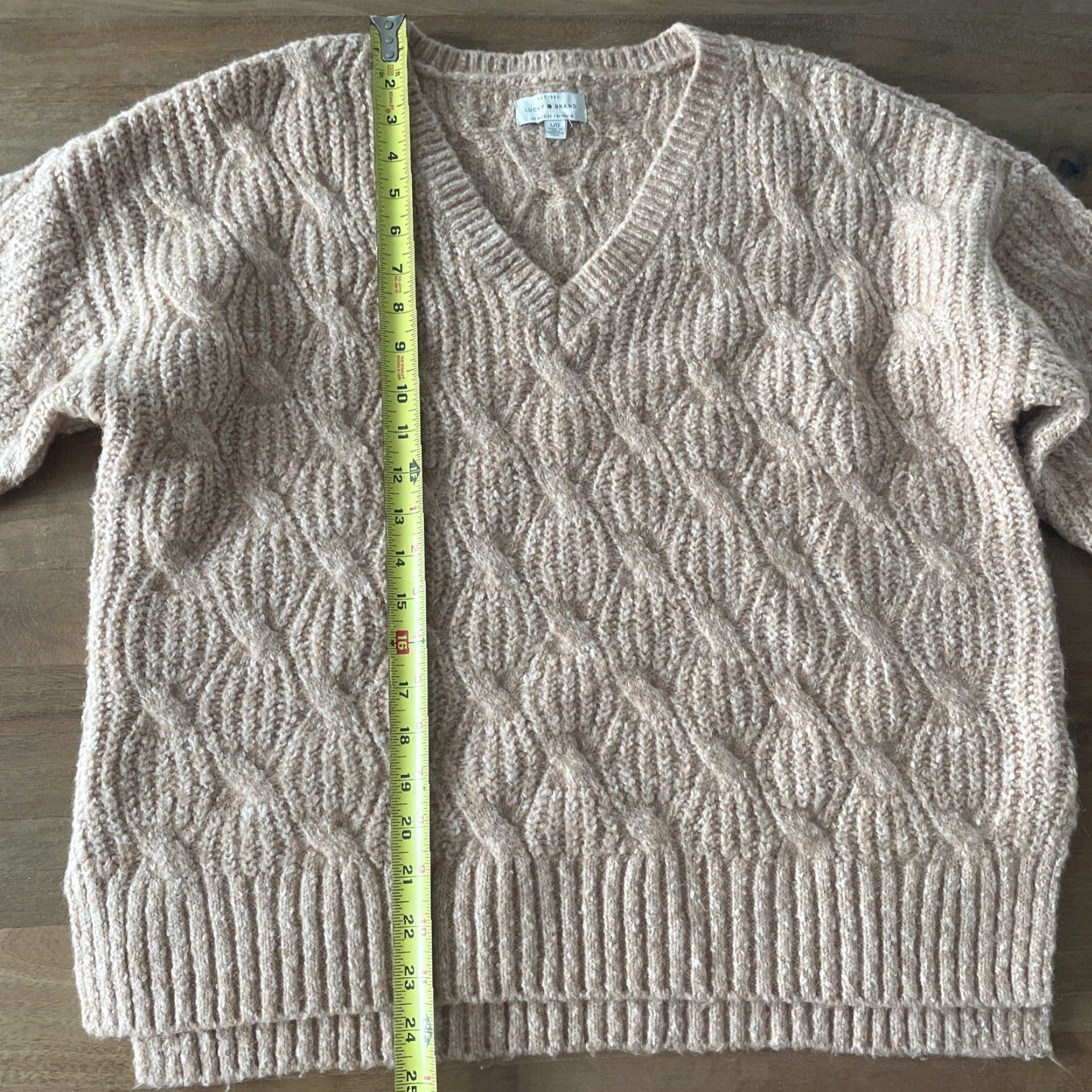 Lucky Brand Lucky Brand Cable Knit Sweater Women Large Orange Long Sleeve Pullover Sweater Pullover BeamGeometric Bohemian 80s? Size L / US 10 / IT 46 - 5 Thumbnail