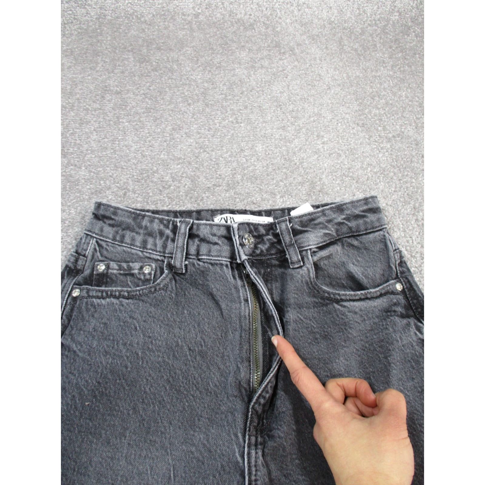 Zara VINTAGE Zara Womens Jeans Tapered Leg 2 Gray Denim High Rise 90s Women's Size 26" / US 2 / IT 38 - 3 Thumbnail