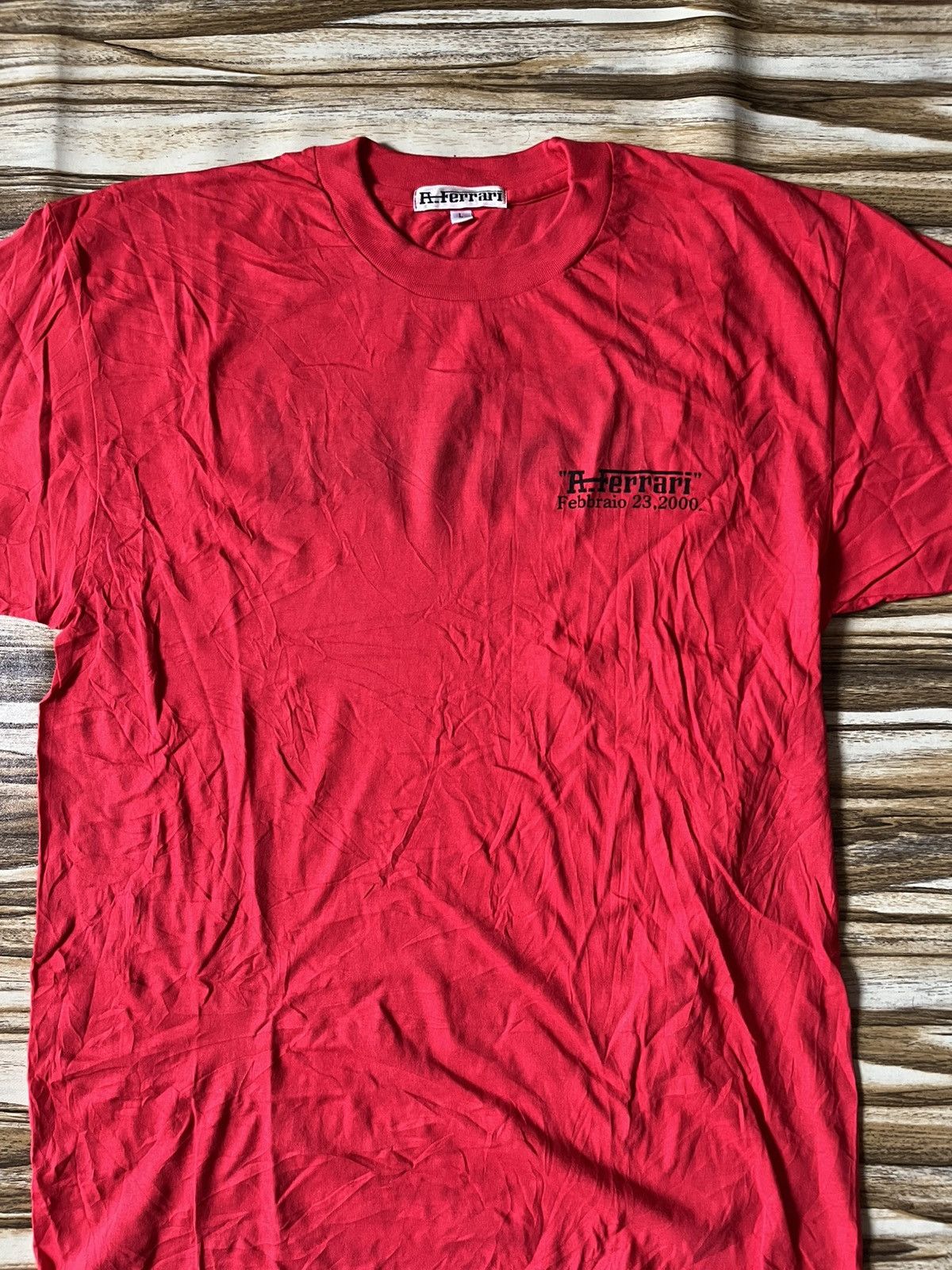 Vintage Vintage 90/00s Red Ferrari tee yellow and black logo graphic Size US M / EU 48-50 / 2 - 3 Thumbnail