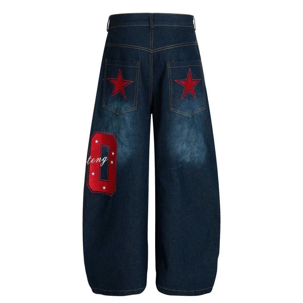 Jean American street style star embroidered pocket curved jeans Size US 32 / EU 48 - 1 Thumbnail