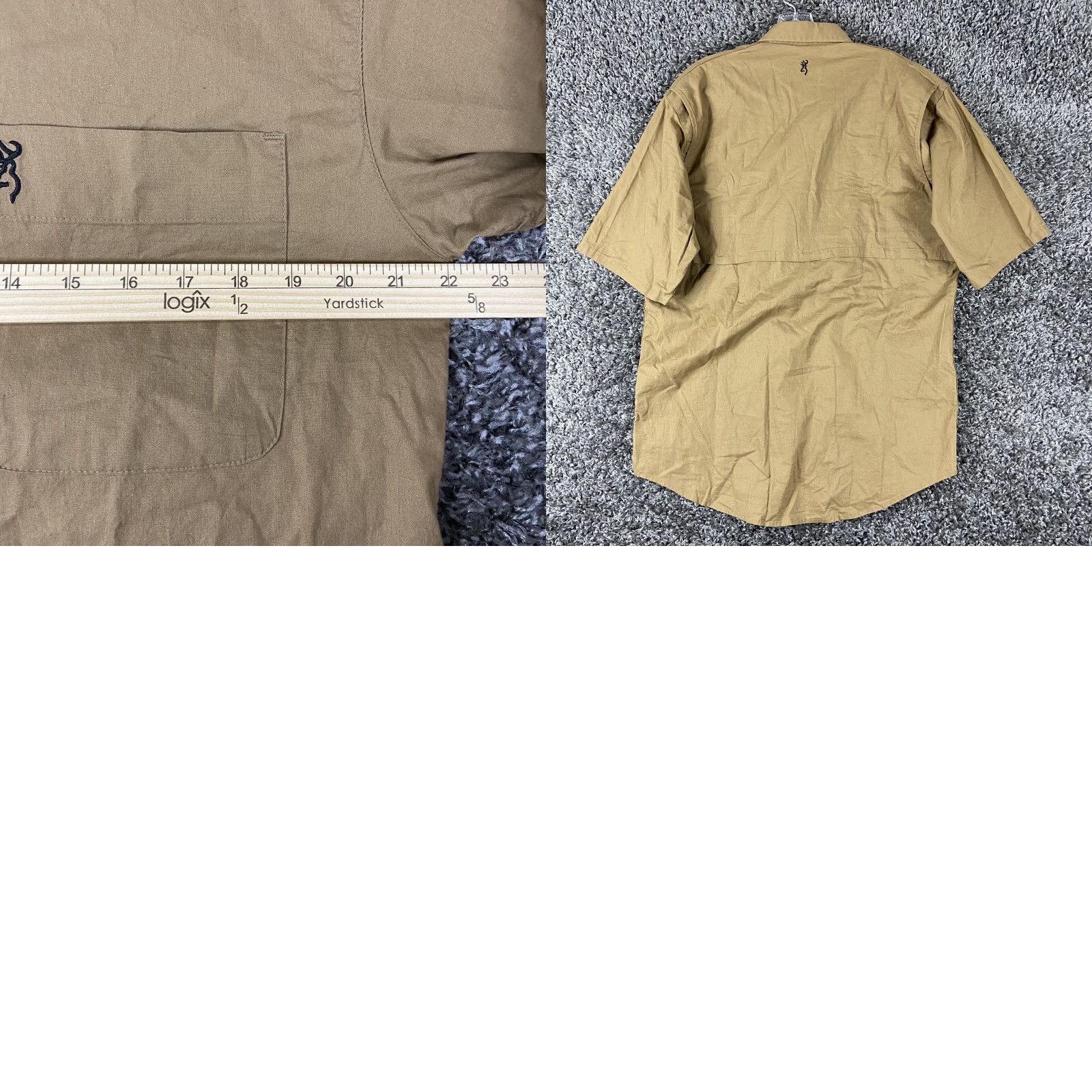 Vintage BROWNING Shirt M Men Brown Short Sleeve Button Up M Brown Button-Up Shirt Mens Size US 31 - 8 Thumbnail