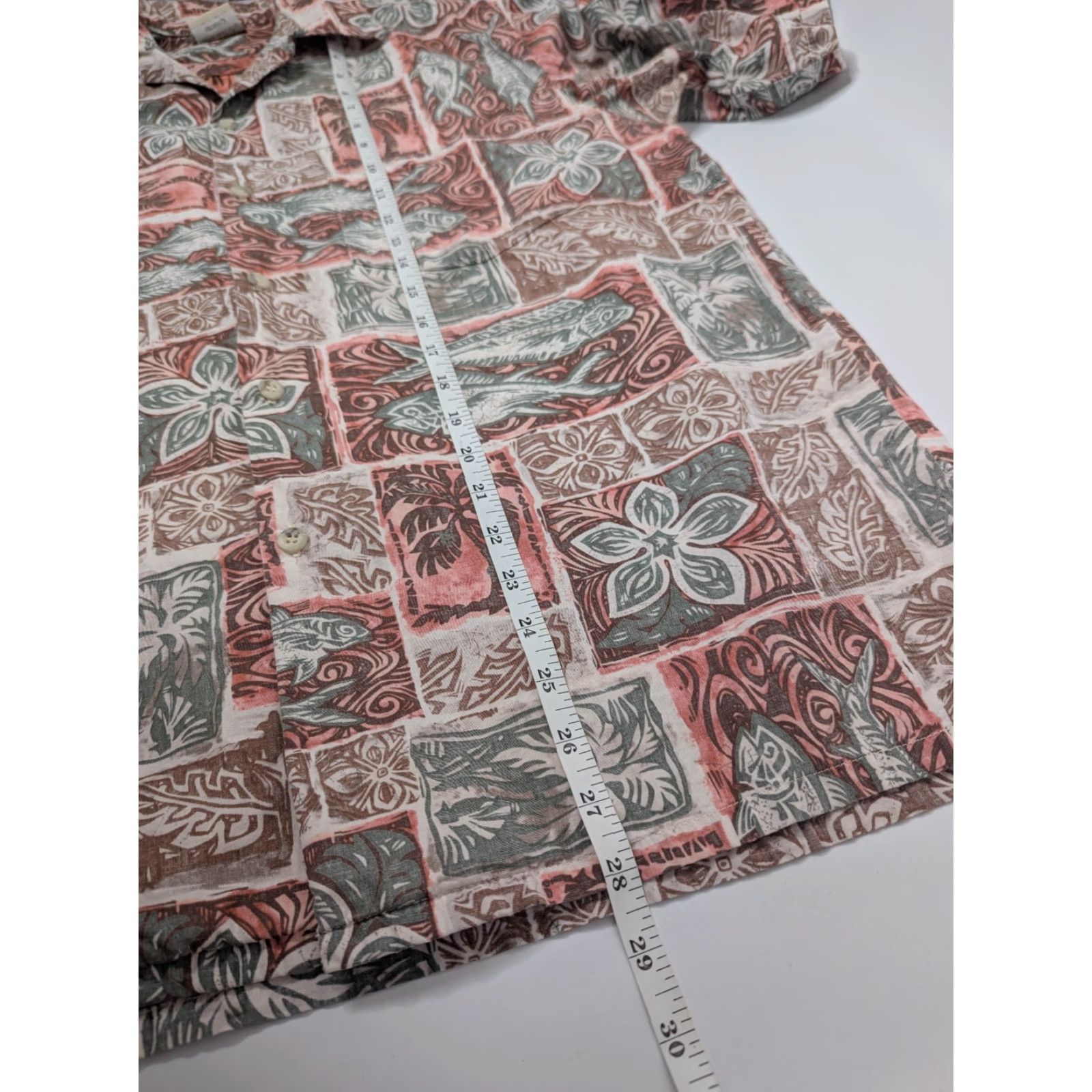Vivobarefoot VINTAGE Go Barefoot Shirt Men's M Button-Up Collared Hawaiian Aloha Red Green Floral Short Sleeve Size US M / EU 48-50 / 2 - 3 Thumbnail