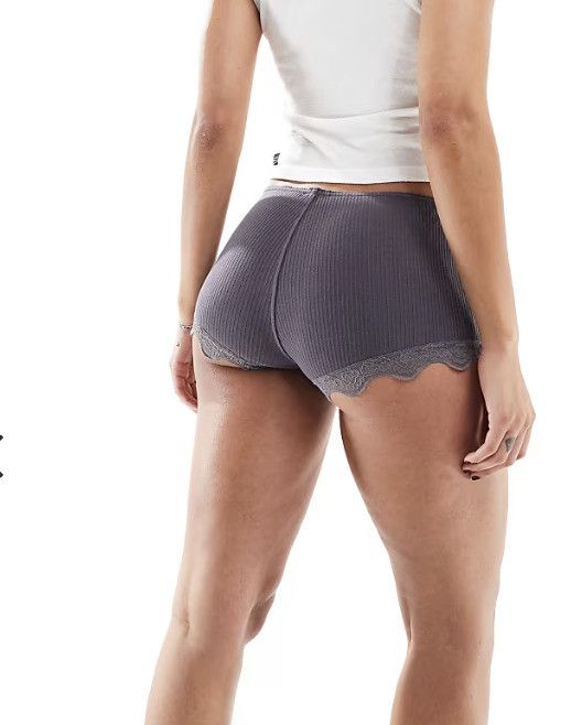 Free People Intimately Free People Lace Rib Bootie Shorts Grey ( XS ) Size ONE SIZE - 4 Thumbnail