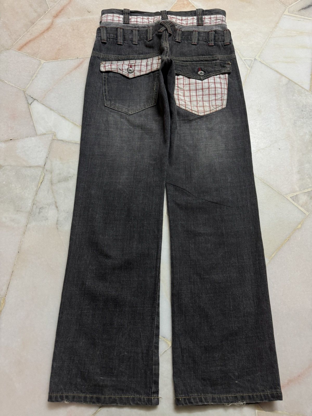 14th Addiction 💥Double Waist 90s Japanese Sand Washed Distress Jean Denim Size US 29 - 12 Thumbnail