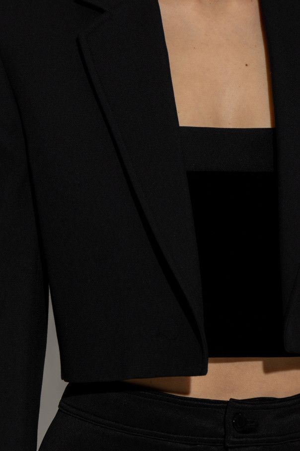 Saint Laurent Paris o1s1wg111124 Open Cropped Jacket in Wool Gabardine in Black Size XS / US 0-2 / IT 36-38 - 6 Thumbnail