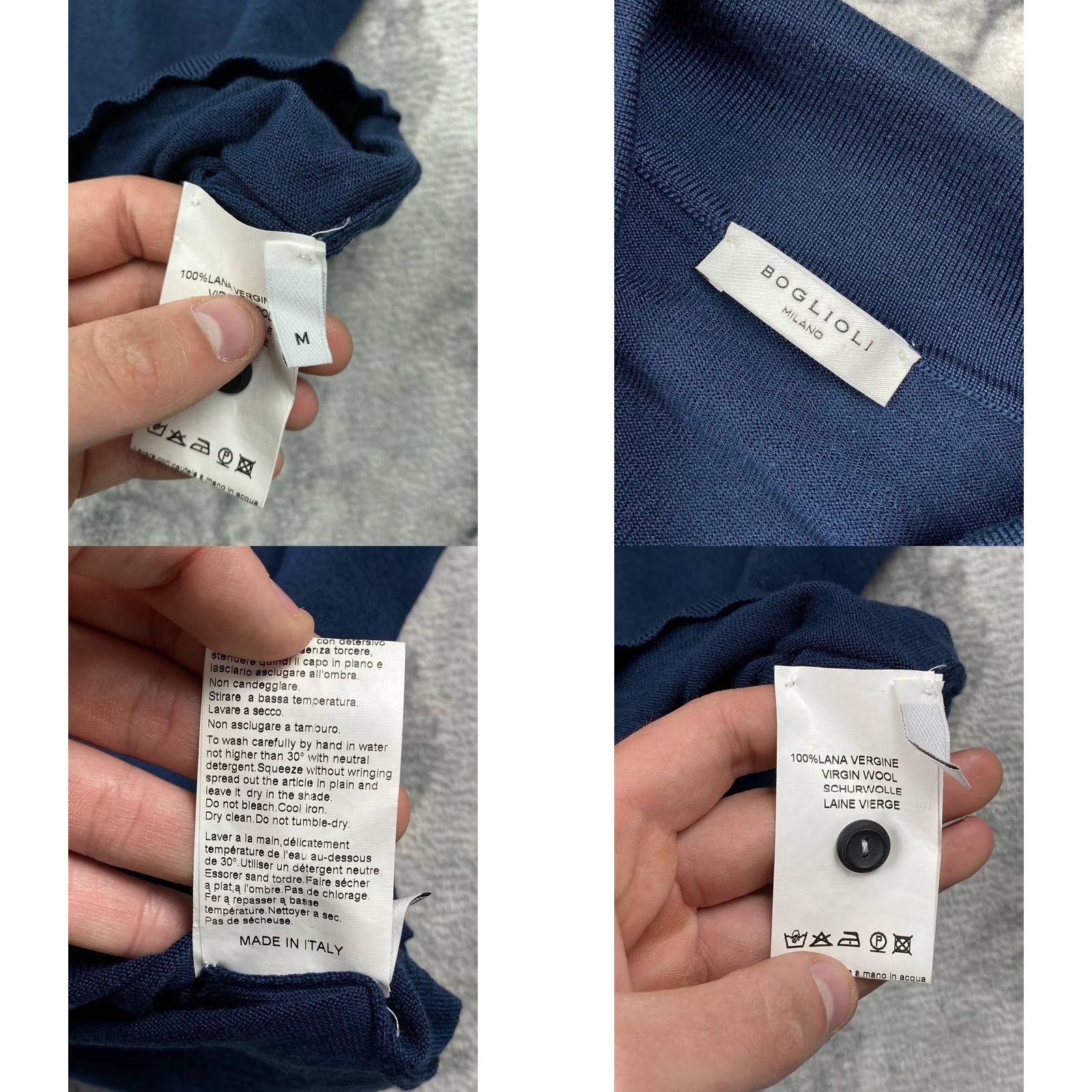 Boglioli Blue Boglioli Polo Long Sleeve Sweater Lana Wool Men Size M Regular Slim Pullover Knitted Knit Buttoned Casual Winter Fall Spring Cardigan? Size US M / EU 48-50 / 2 - 8 Thumbnail
