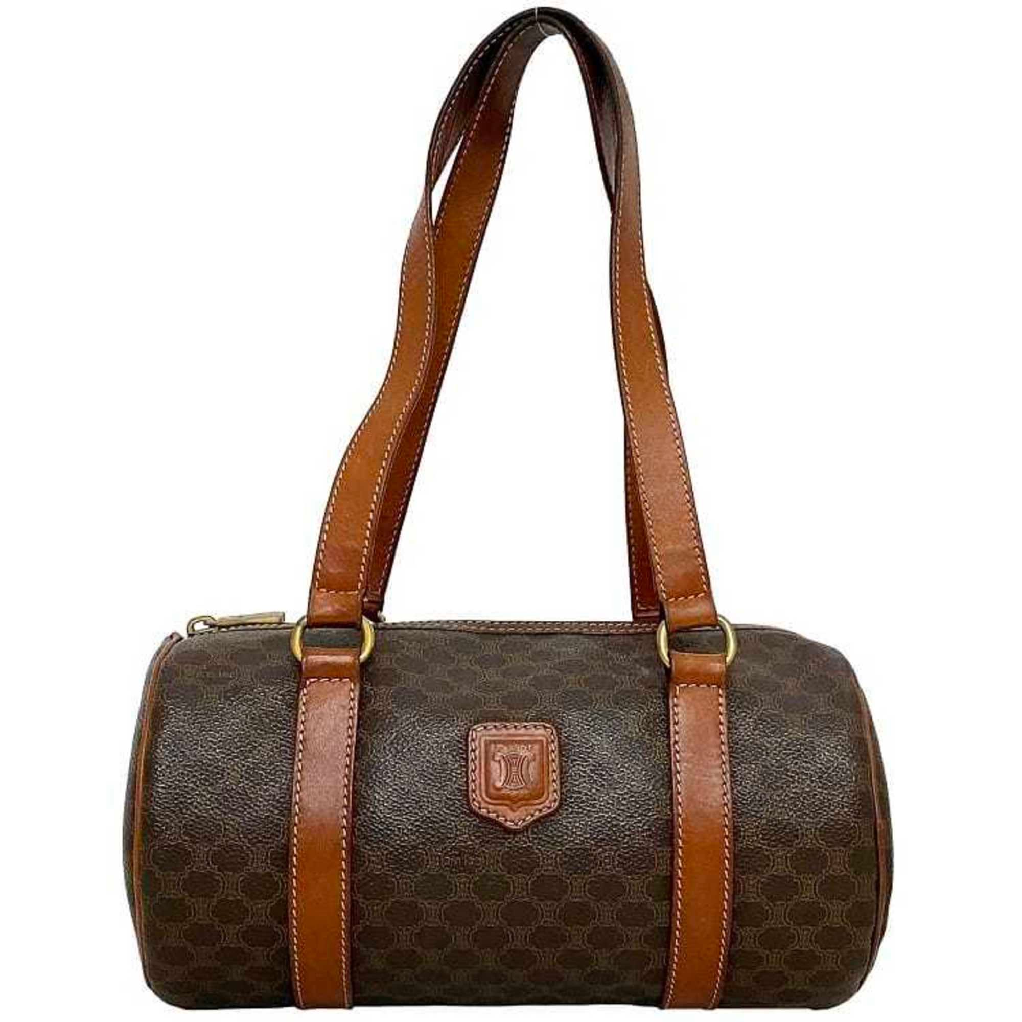 image of Celine Boston Bag Brown Macadam Handbag Pvc Leather Celine Ladies, Women's