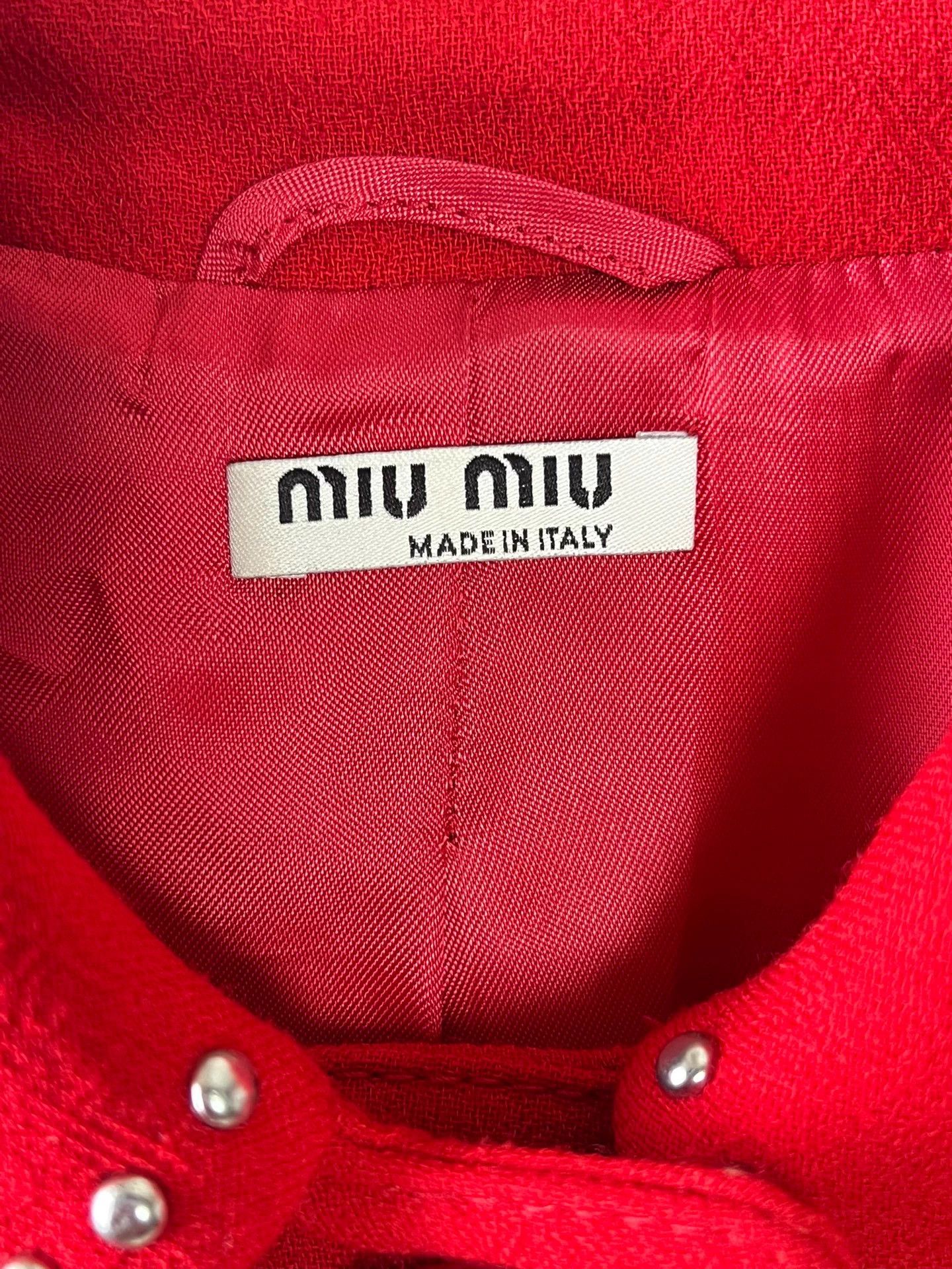 Miu Miu MIU MIU Women's Red Beaded Wool Coat IT 36 Size XS / US 0-2 / IT 36-38 - 5 Thumbnail