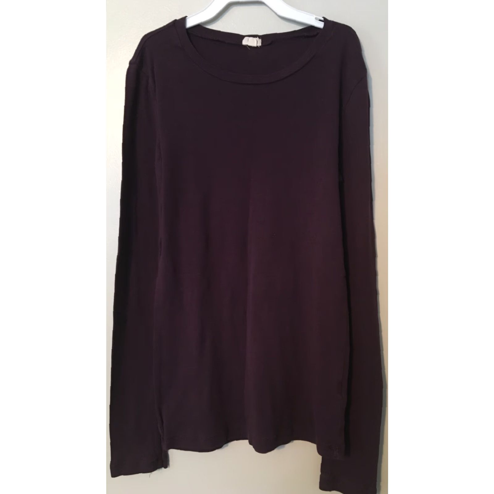 J.Crew J.CREW Knit Top XS Plum Purple Lightweight 100% Cotton Long Sleeve Round Neck Women Slim Casual Shirt Knit Top Size XS / US 0-2 / IT 36-38 - 2 Thumbnail