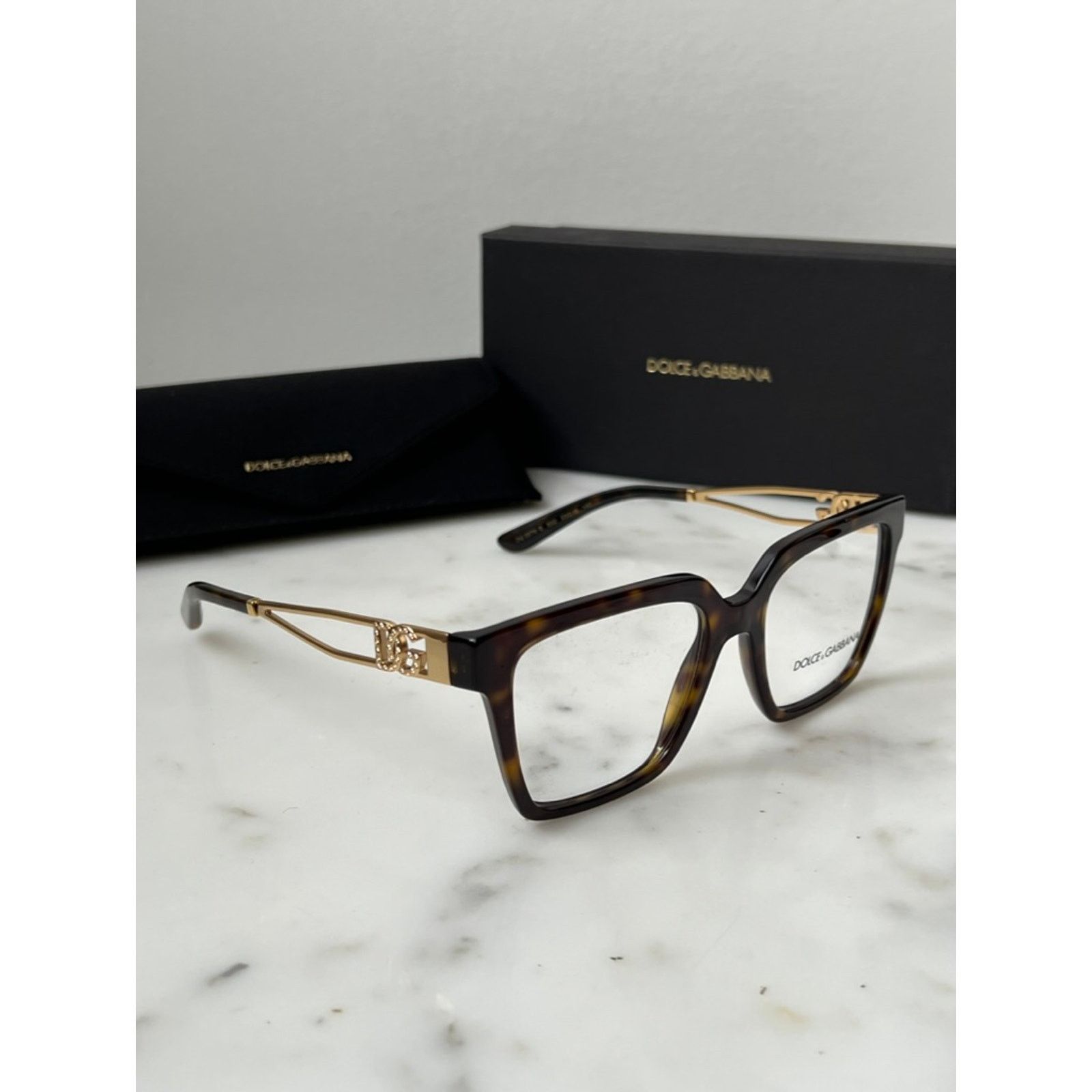 Dolce & Gabbana NEW Dolce Gabbana DG3376-B Brown Strass Eyeglasses Frames Size ONE SIZE - 2 Thumbnail