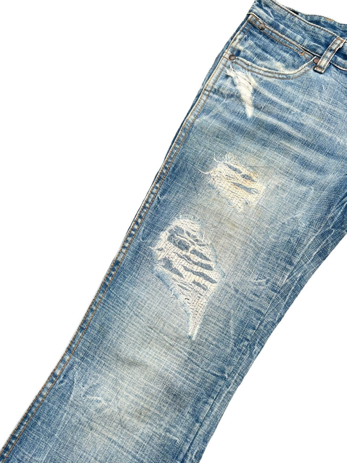 Japanese Brand Vintage Flare 5pm Jeans Distresed Denim Size 29" - 6 Thumbnail