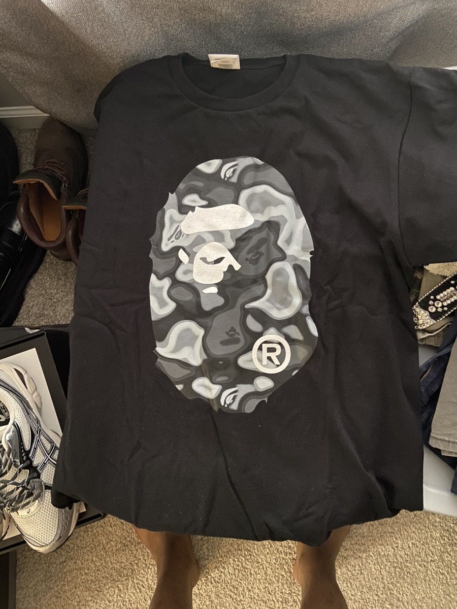 Image of Bape Liquid Camo Big Ape Head Tee in Black, Men's (Size XL)