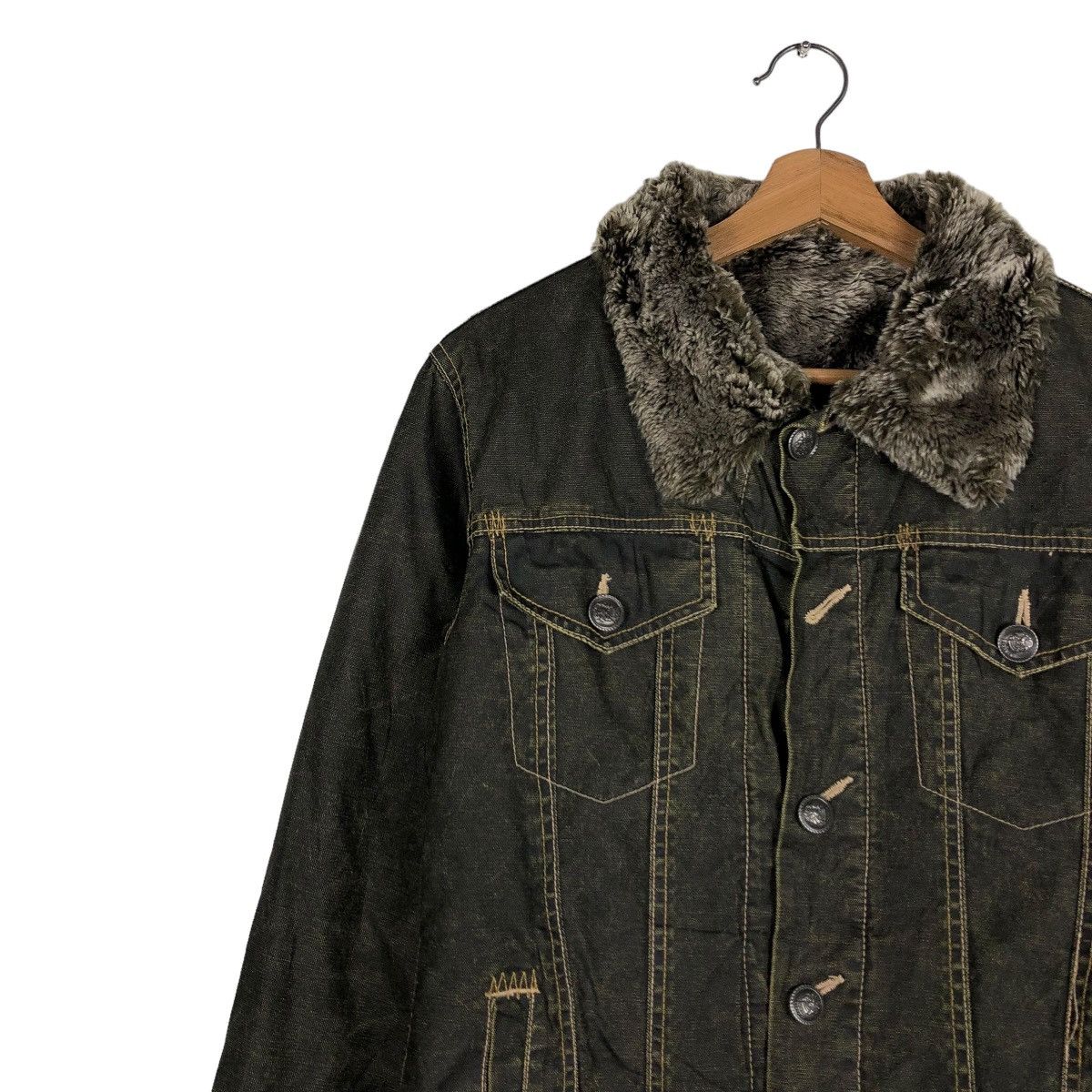 Japanese Brand 🔥VINTAGE BIKER JACKET TRUCKER MINK FUR LINING ISSEY MIYAKE Size US S / EU 44-46 / 1 - 9 Thumbnail