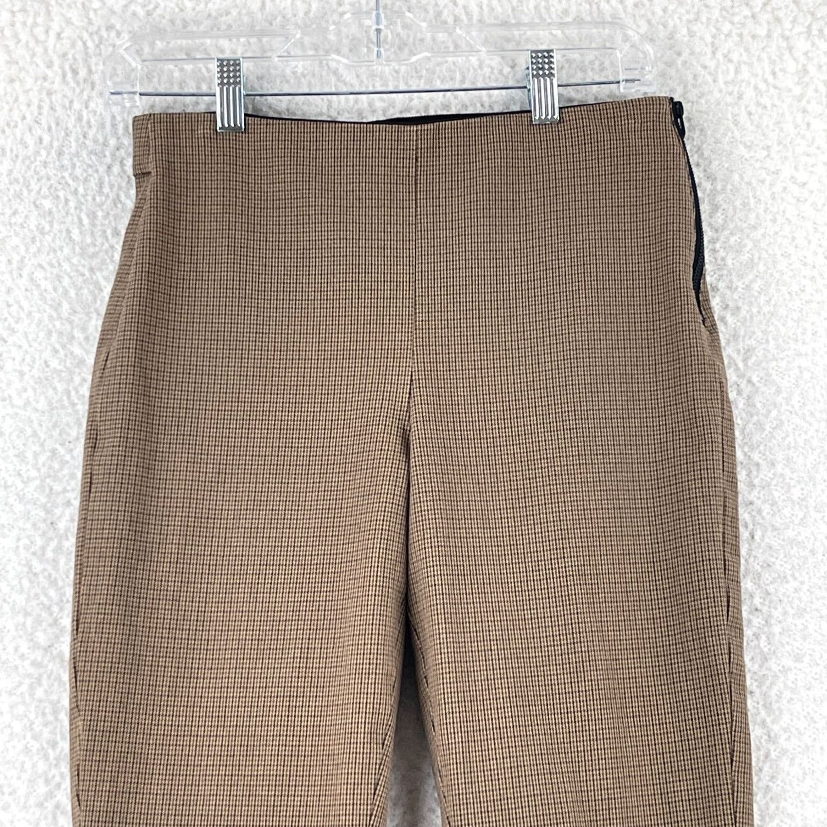 Everlane Everlane Brown Houndstooth Tapered Ankle Pants Womens Mid-Rise Stretch Size 4 Size 27" / US 4 / IT 40 - 2 Thumbnail