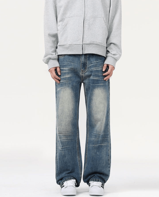Japanese Brand × Jean American retro baggy distressed straight loose flared jeans Size US 32 / EU 48 - 1 Thumbnail