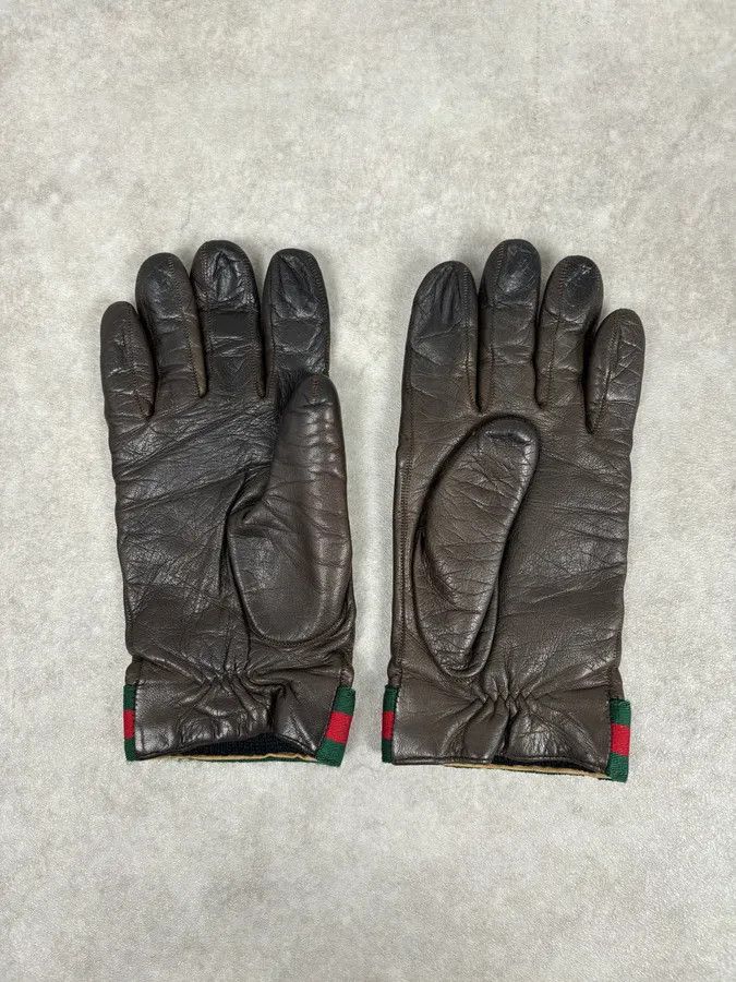 Gucci AW2001 Gucci Beige Canvas & Brown Leather Gloves by Tom Ford Size ONE SIZE - 5 Thumbnail