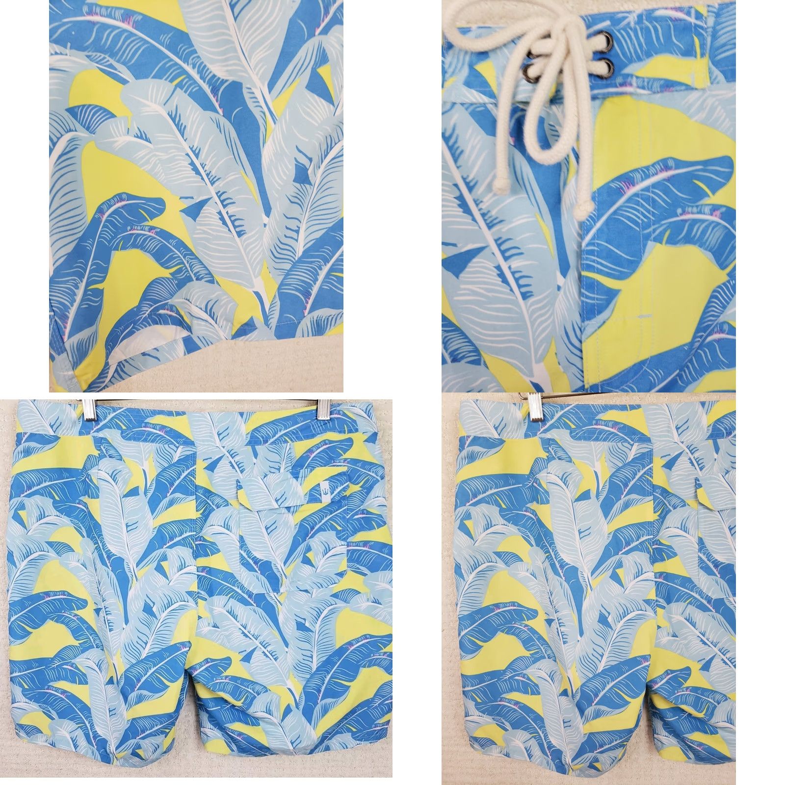 Vintage Strong Boalt Board Shorts Men’s 34 Blue Yellow Foilage Trunks Beach Vacation Surfing 100% Polyester Size US 34 / EU 50 - 8 Thumbnail